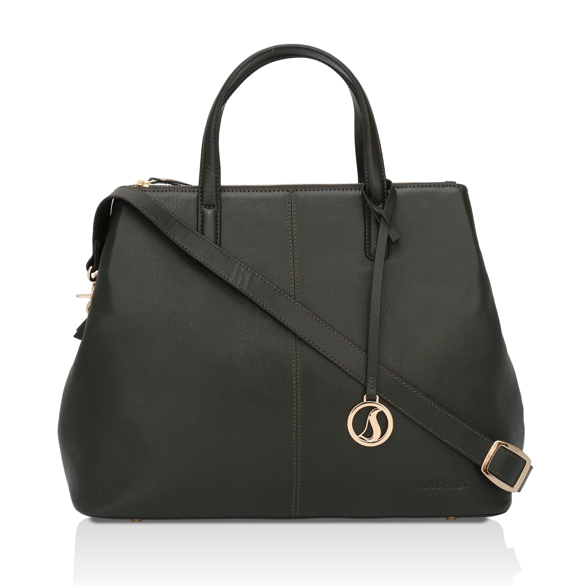 Divino: Napa Leather Laptop Handbag (Dark Green)