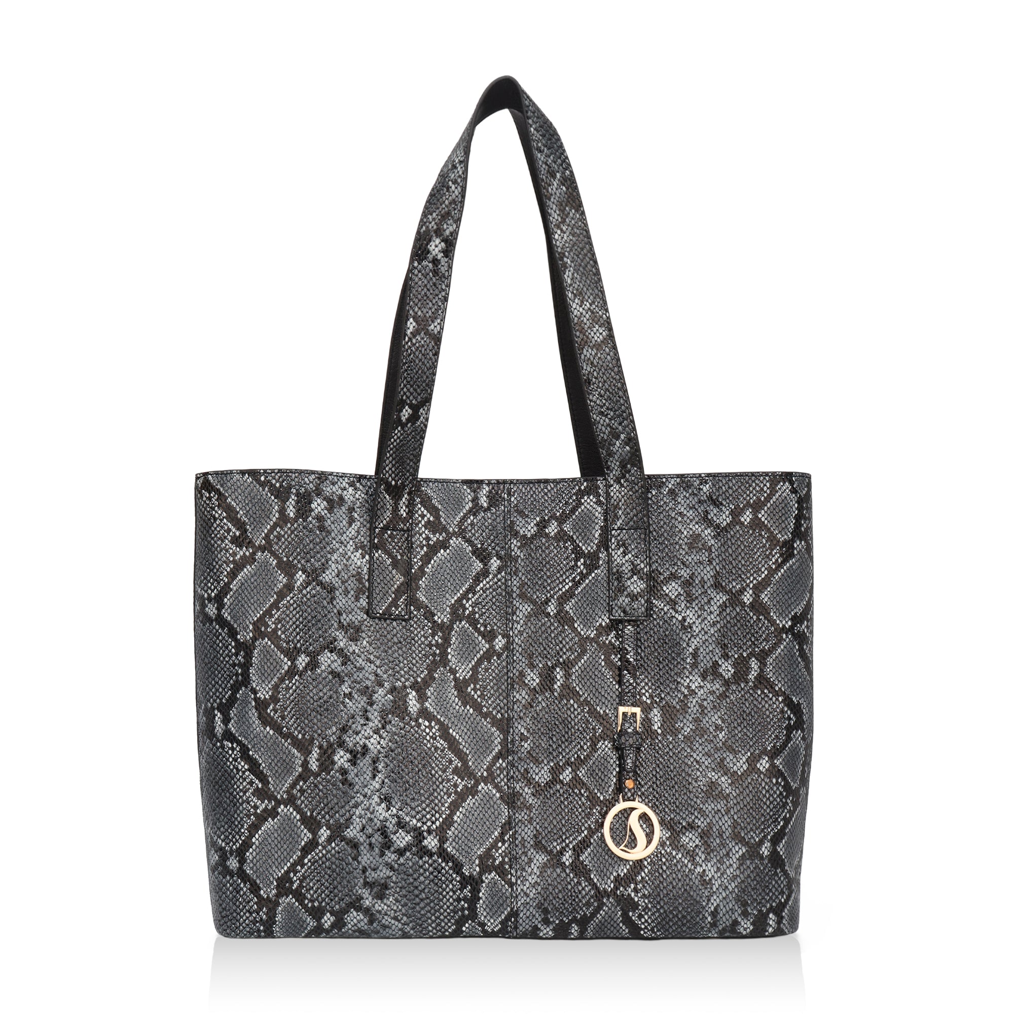 Wild Allure: Italian Leather Tote Bag (Black)