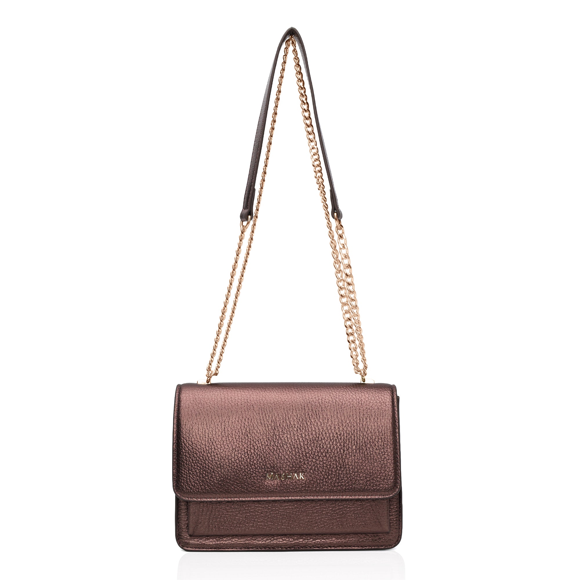 Lustra: Metallic Leather Shoulder Bag (Wine)