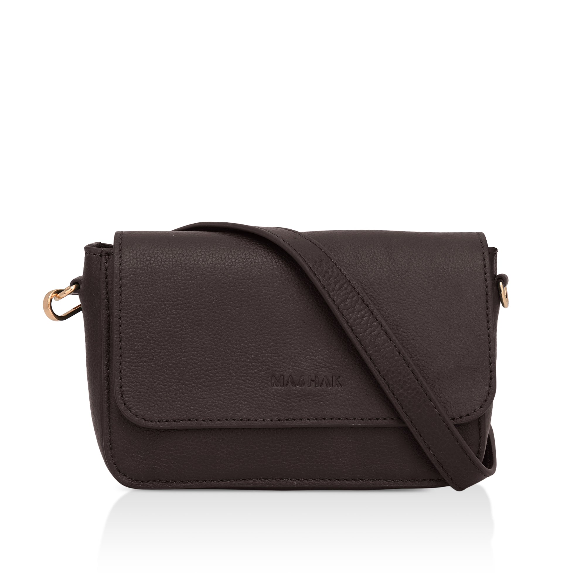 Eva : Pebbled Leather Crossbody Bag (Brown)
