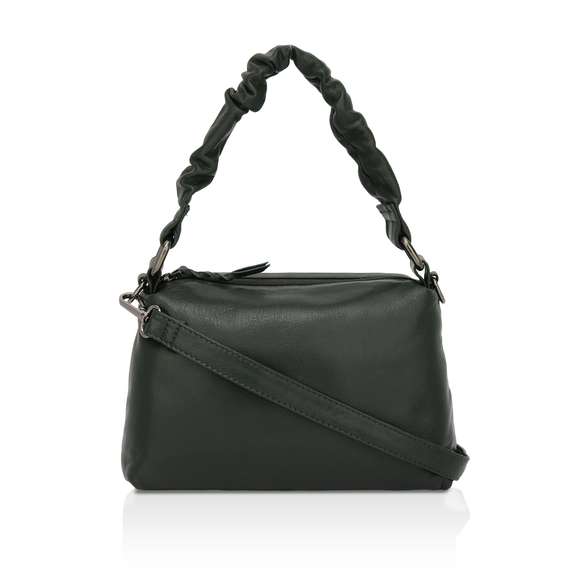 Verve: Napa Leather Crossbody Bag (Dark Green)