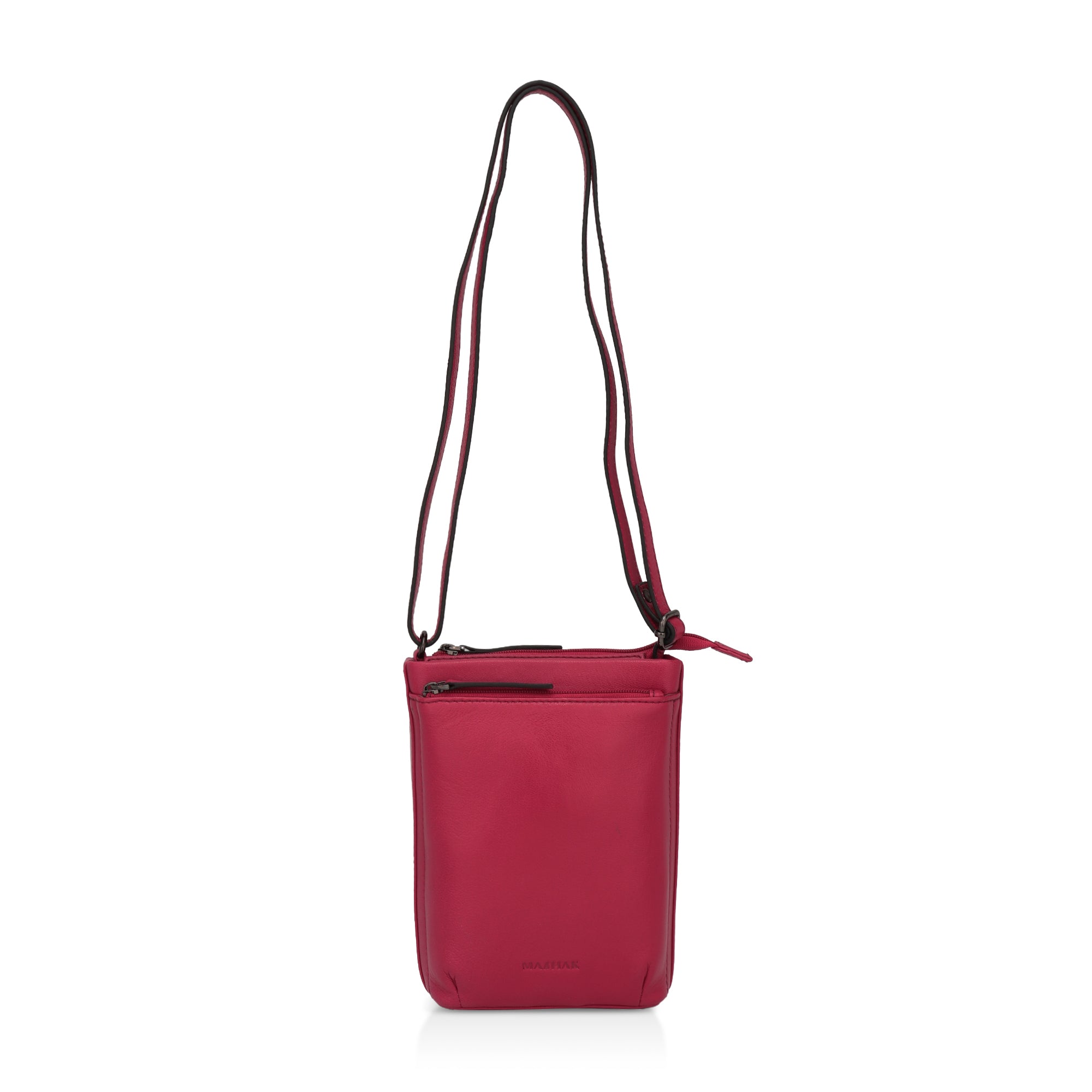 Sienna: Napa Leather Crossbody Bag (Hot Pink)