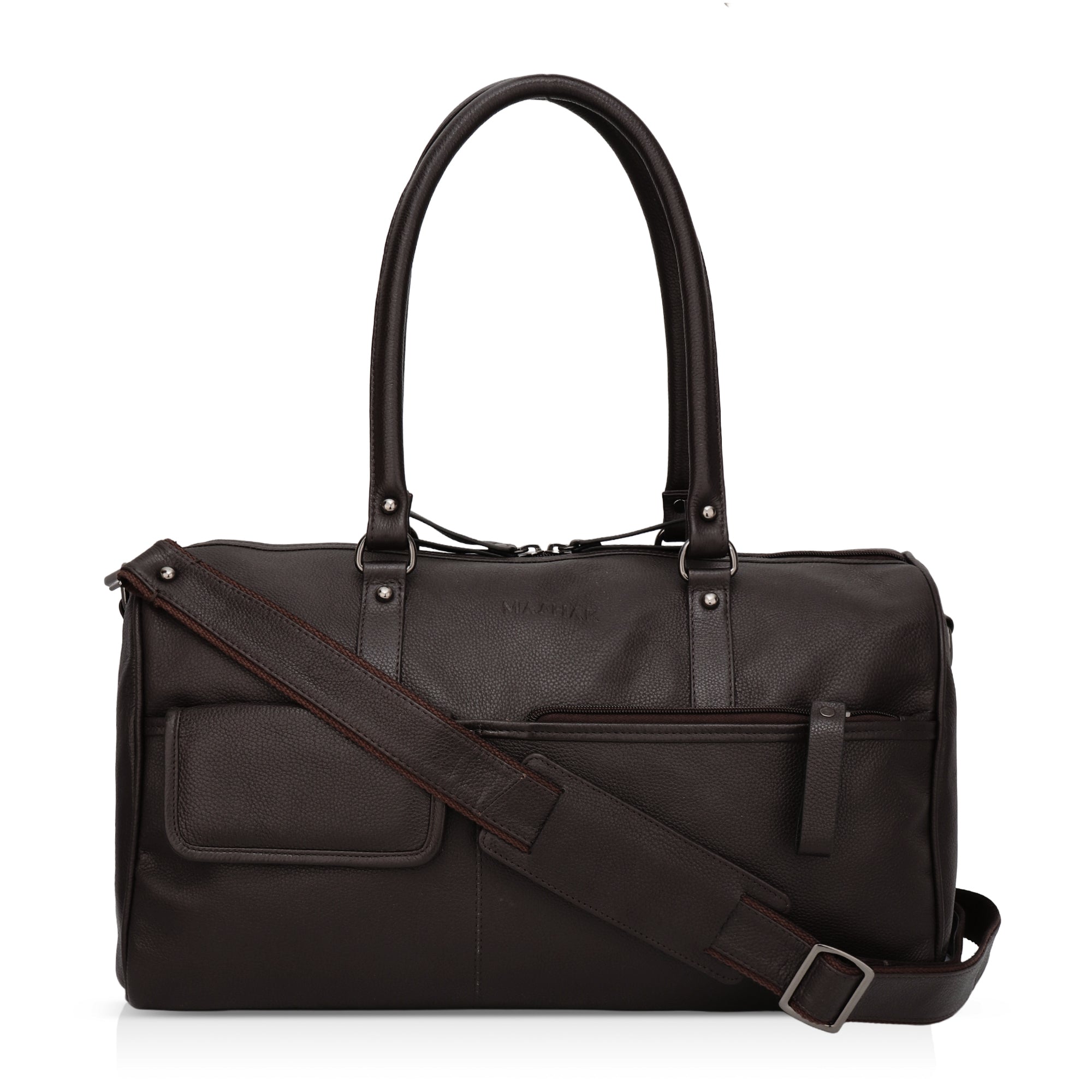 Elité: Pebbled Leather Travel Duffel Bag (Brown)