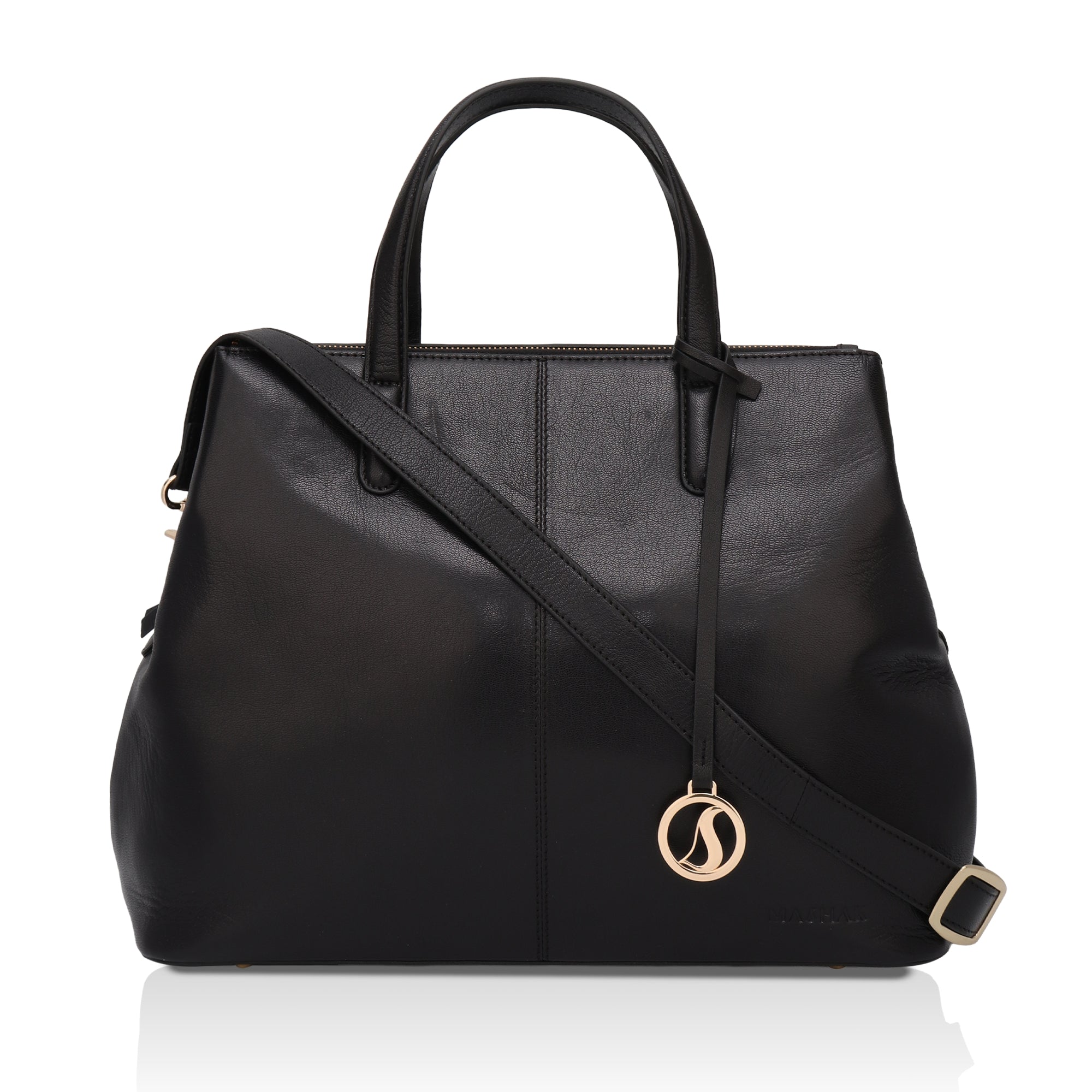 Divino: Napa Leather Laptop Handbag (Black)