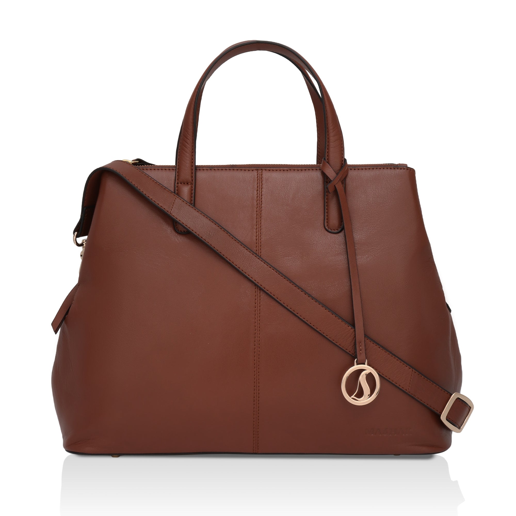 Divino: Napa Leather Laptop Handbag (Tan)