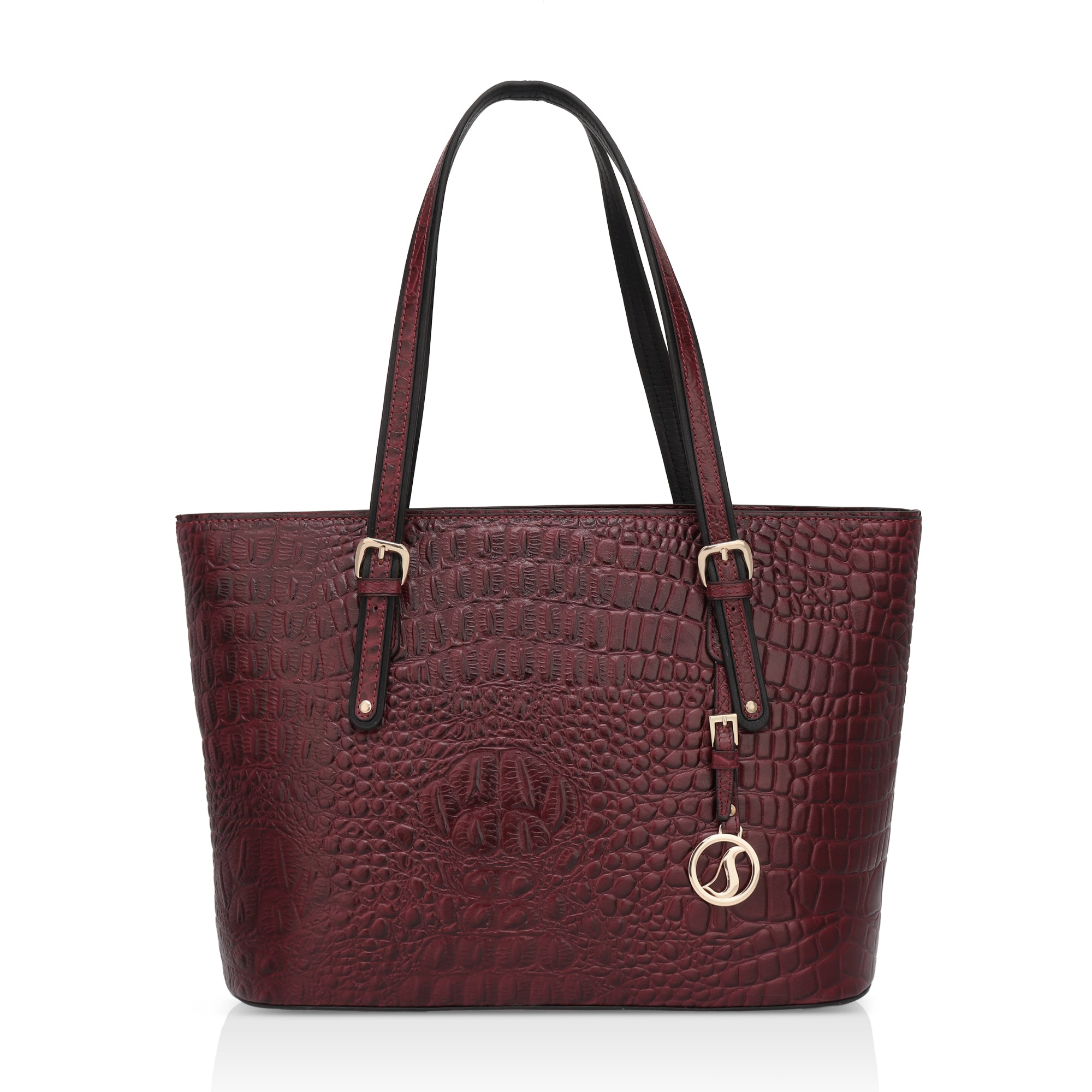 Alpha: Luxury Leather Office Tote (Cherry Red)