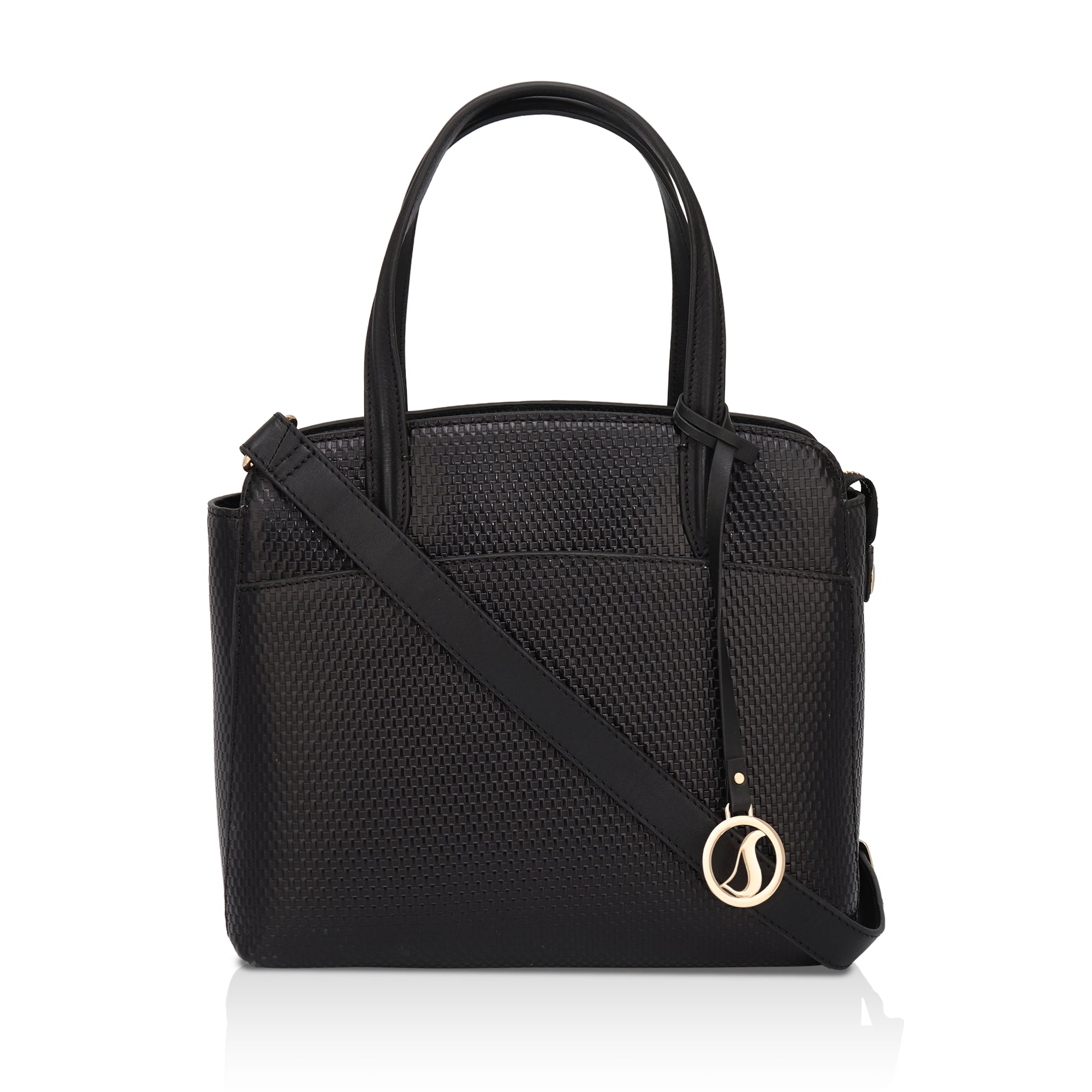 Opula: Scaled Leather Handbag (Black)