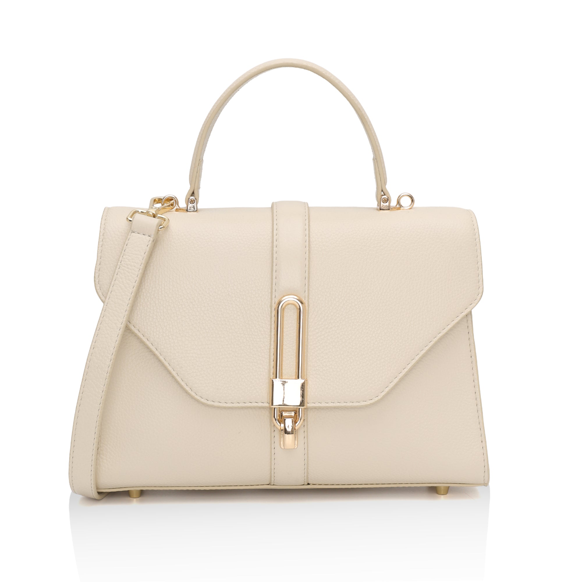 Solis: Full Grain Leather Handbag (Cream)