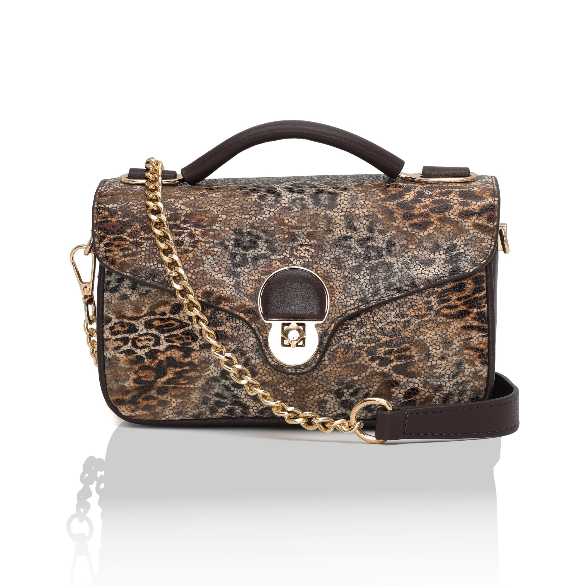Terra : Italian leather Crossbody Bag (Brown)