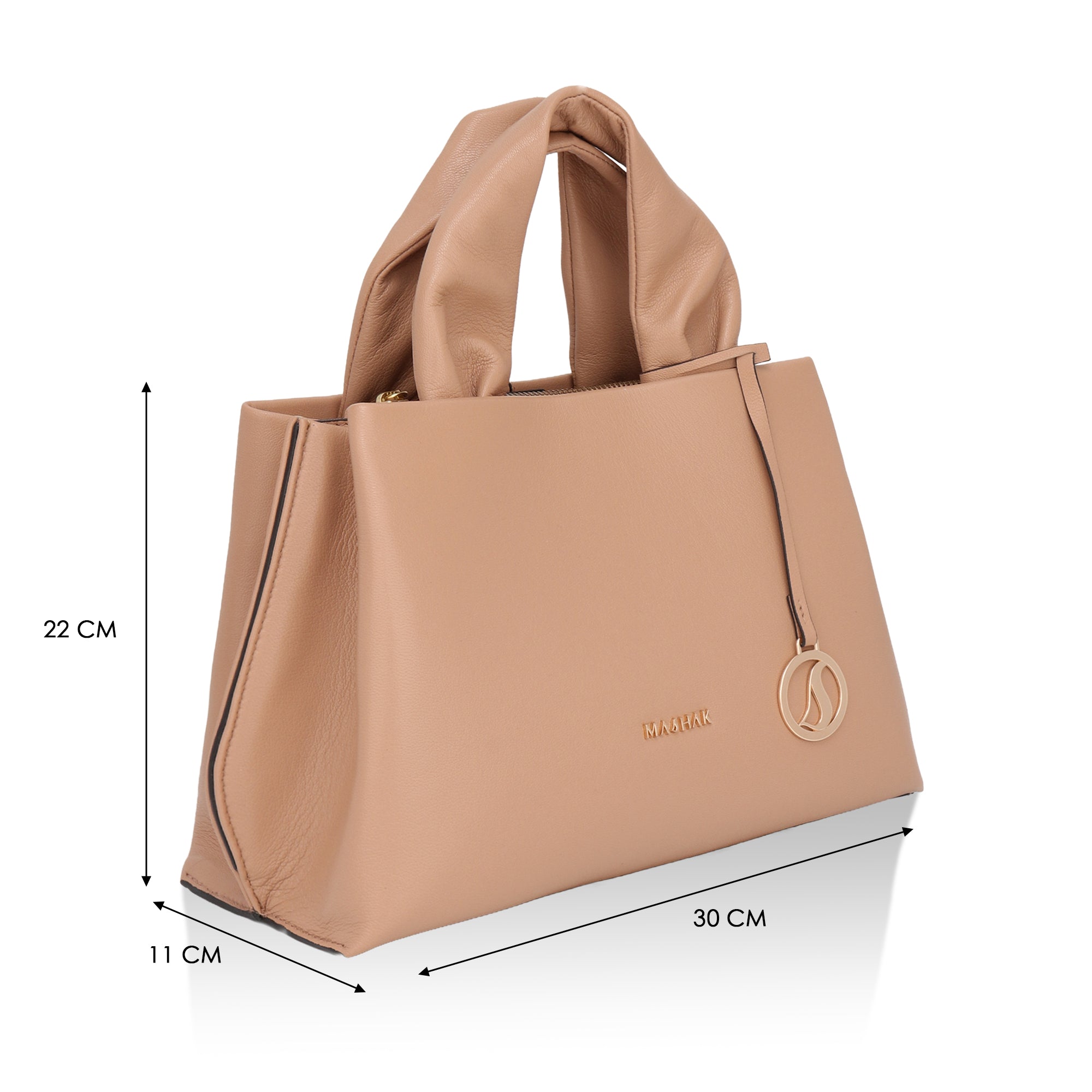 Mia : Napa Leather Handbag (Nude)