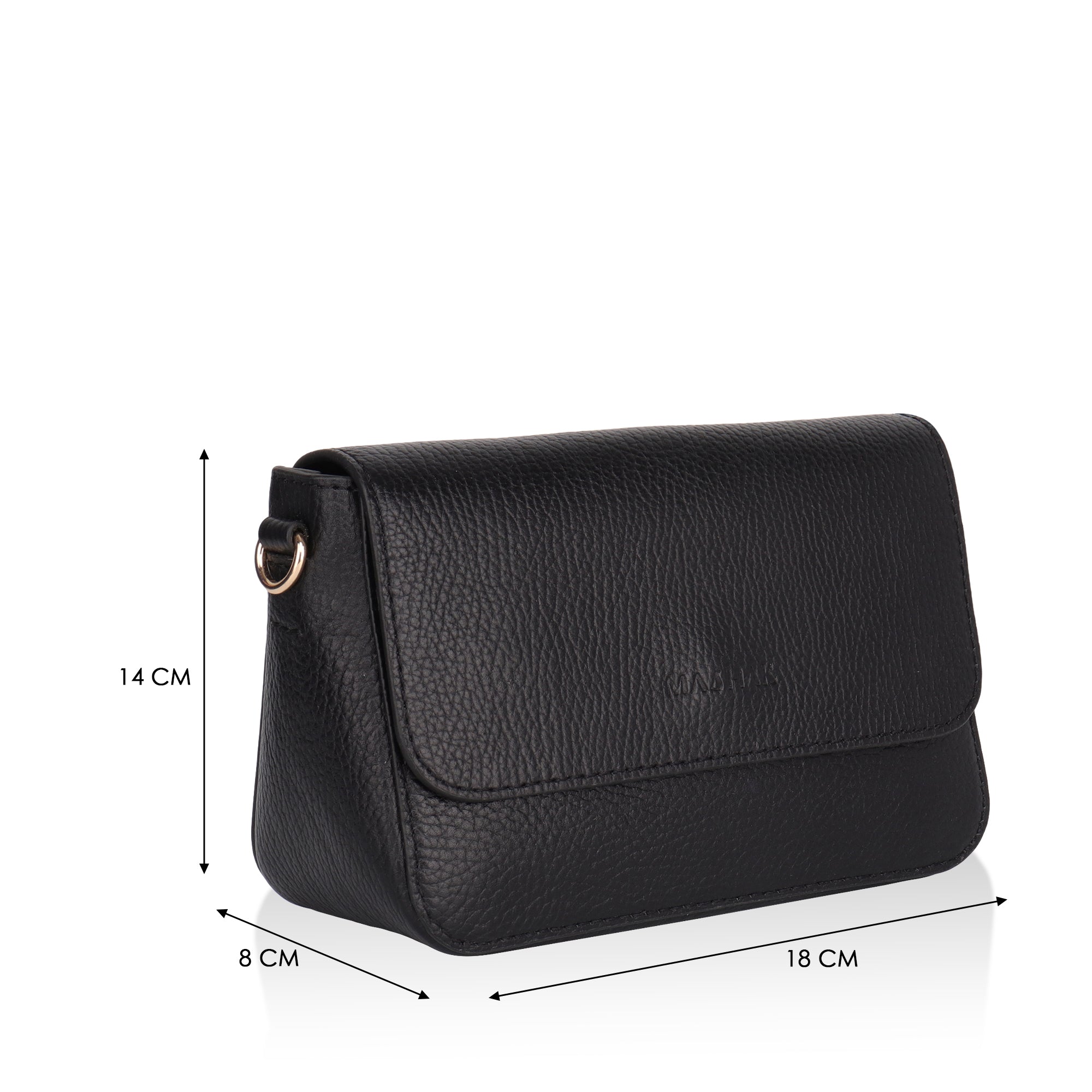Eva : Pebbled Leather Crossbody Bag (Black)