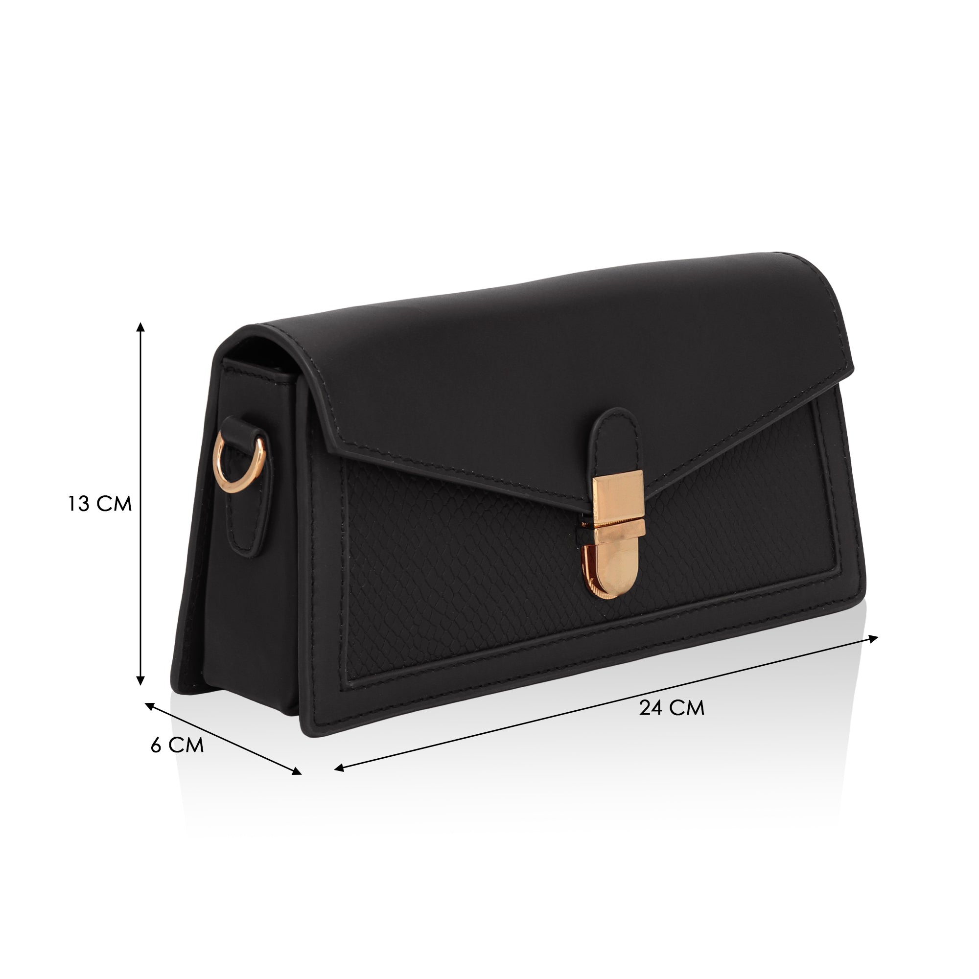 Vogue: Embossed Leather Shoulder Bag (Black)