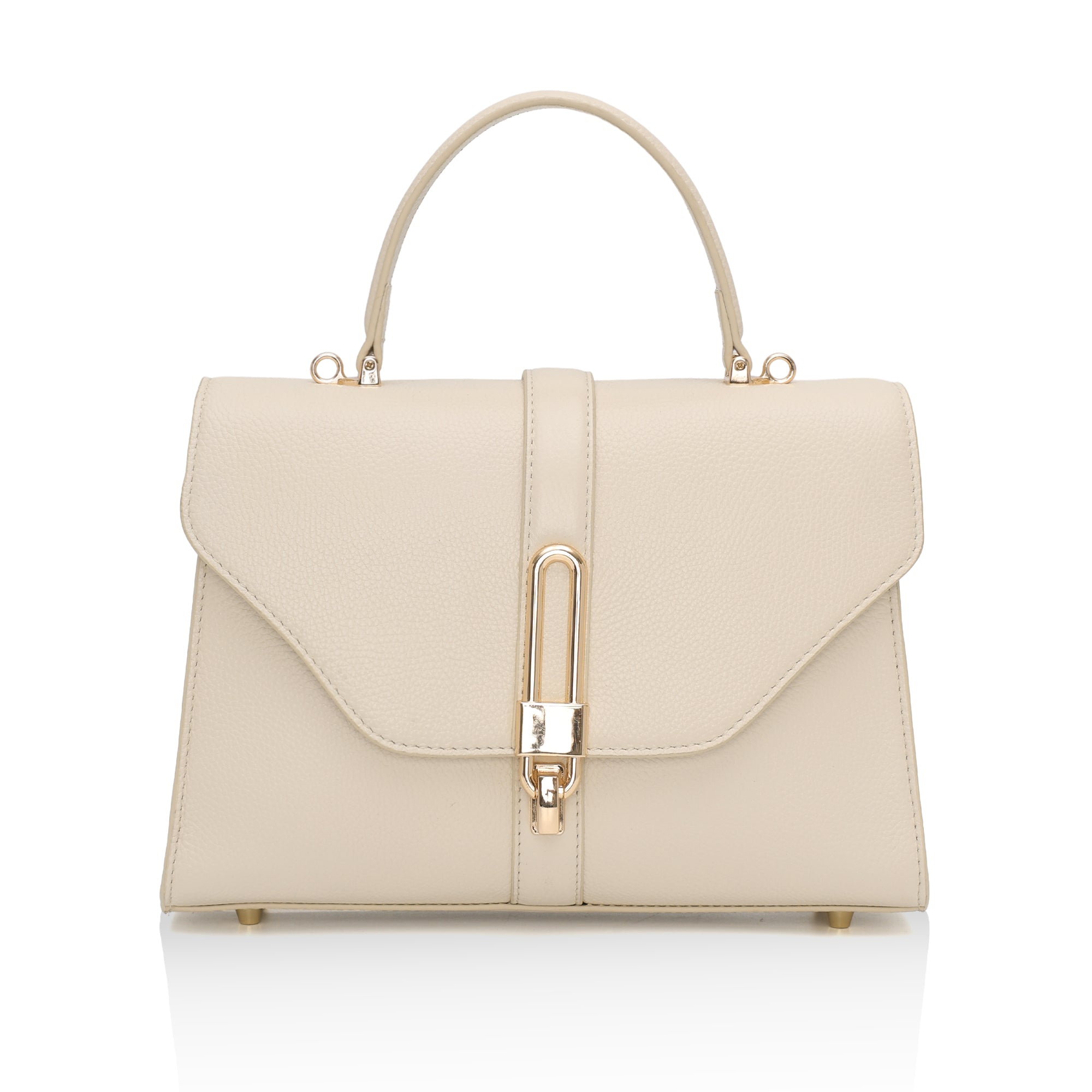 Solis: Full Grain Leather Handbag (Cream)
