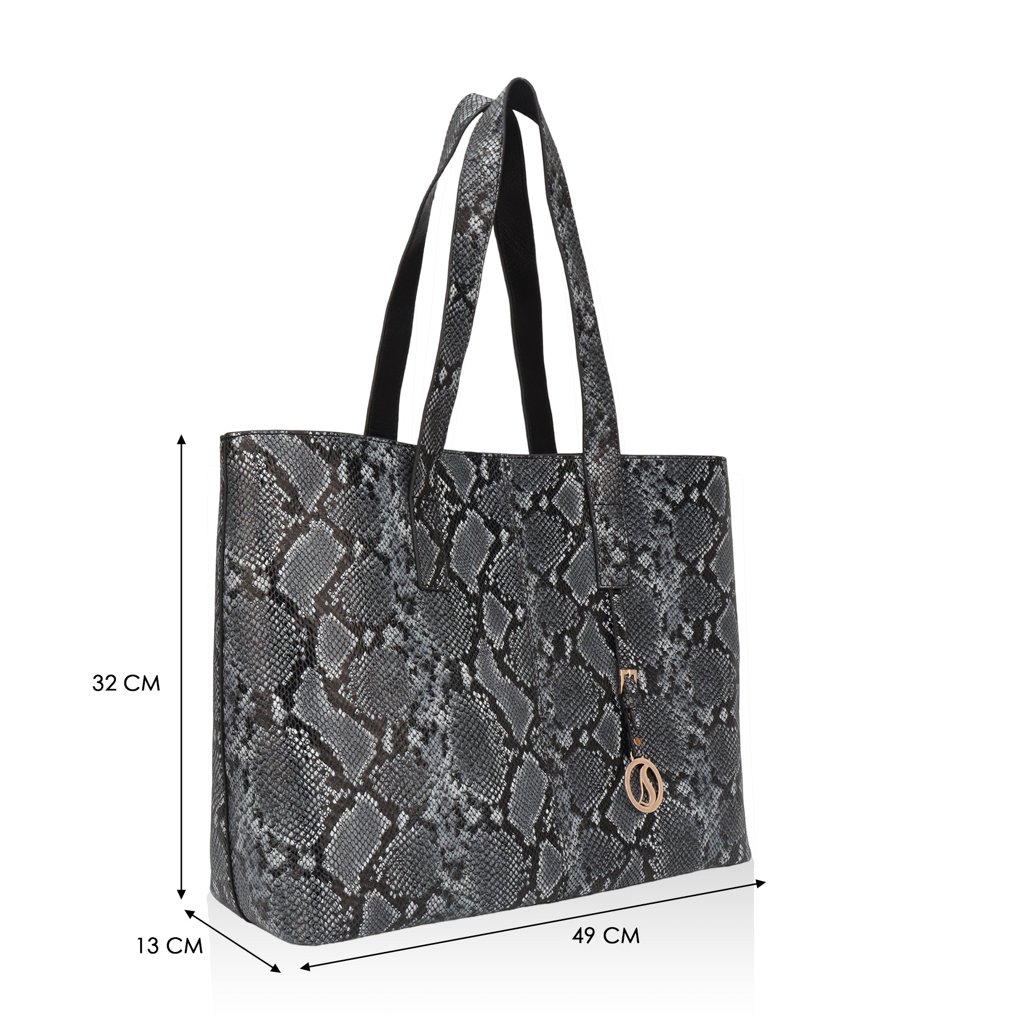 Wild Allure: Italian Leather Tote Bag (Black)