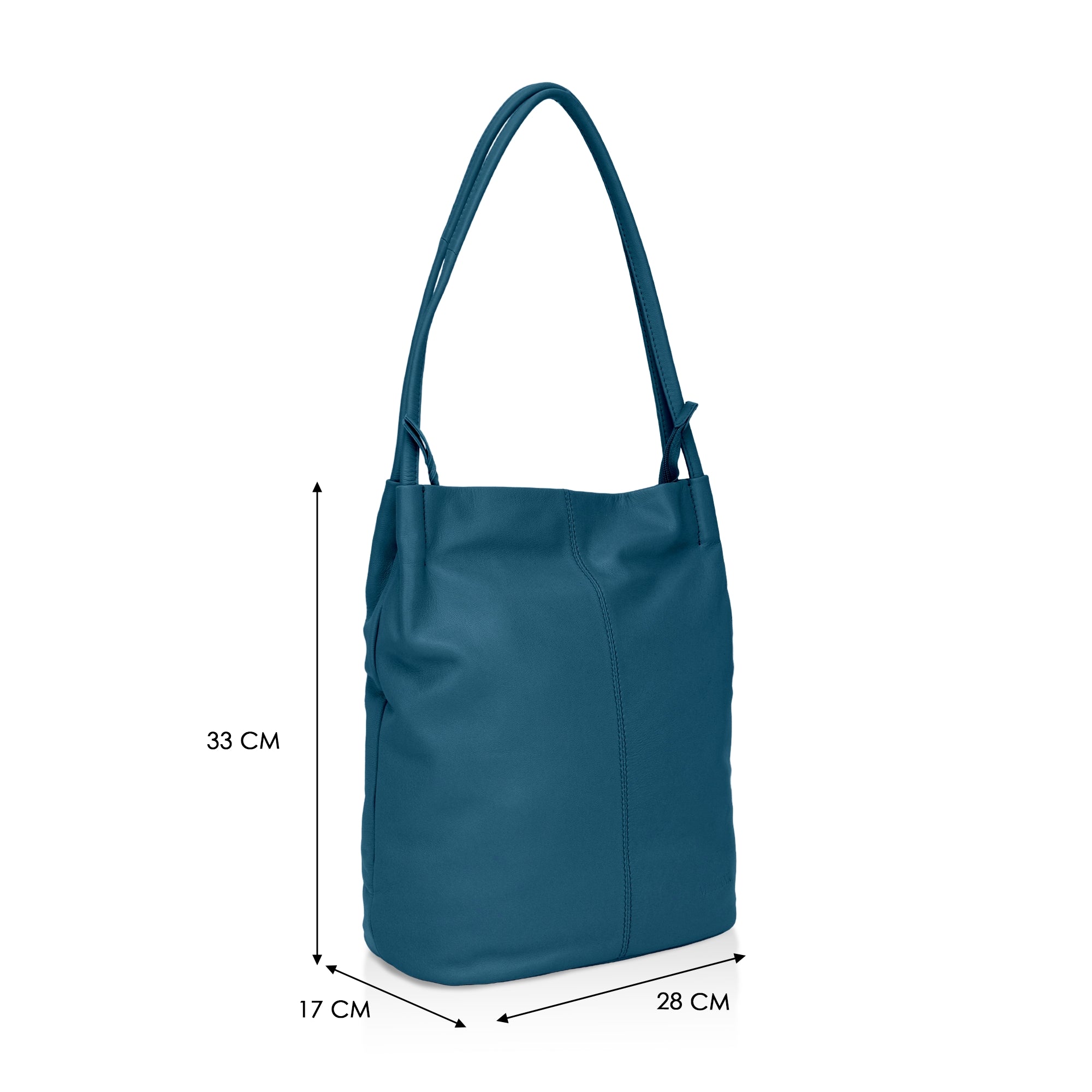Boho: Soft Napa Leather Tote Bag (Teal)
