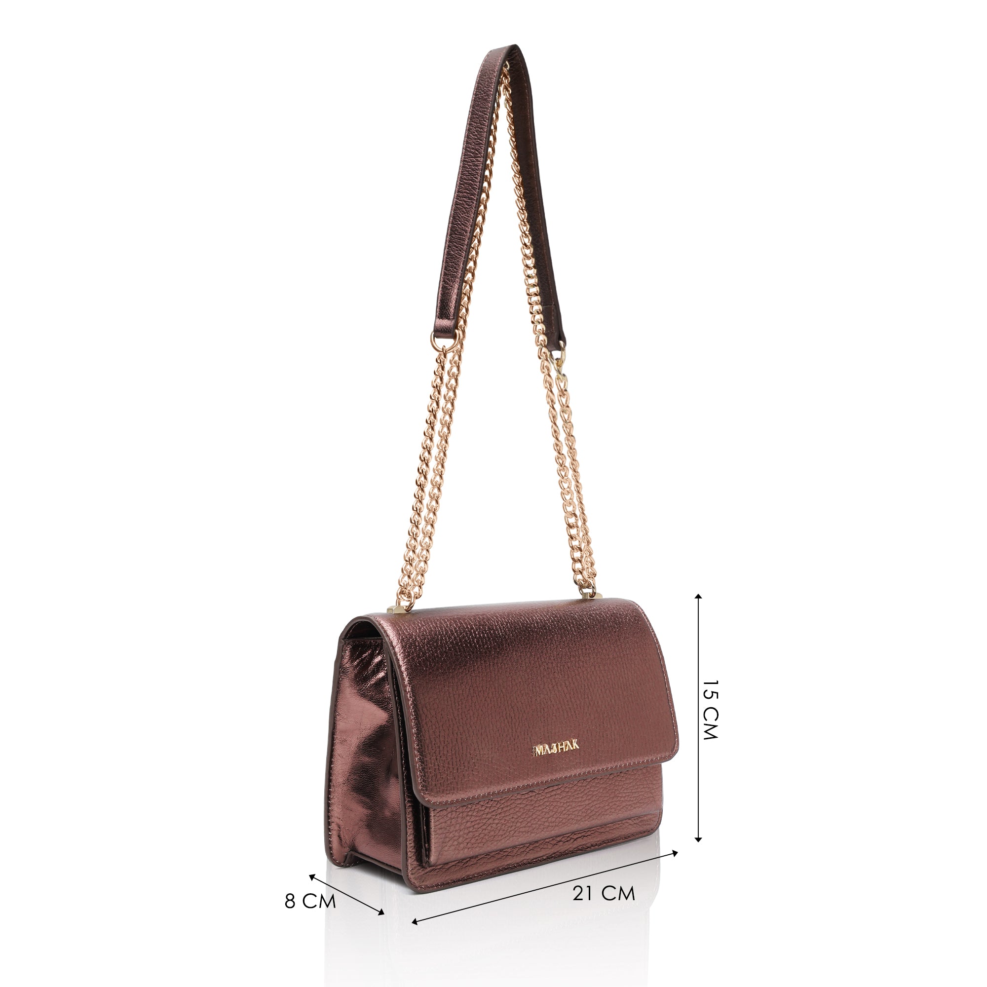 Lustra: Metallic Leather Shoulder Bag (Wine)