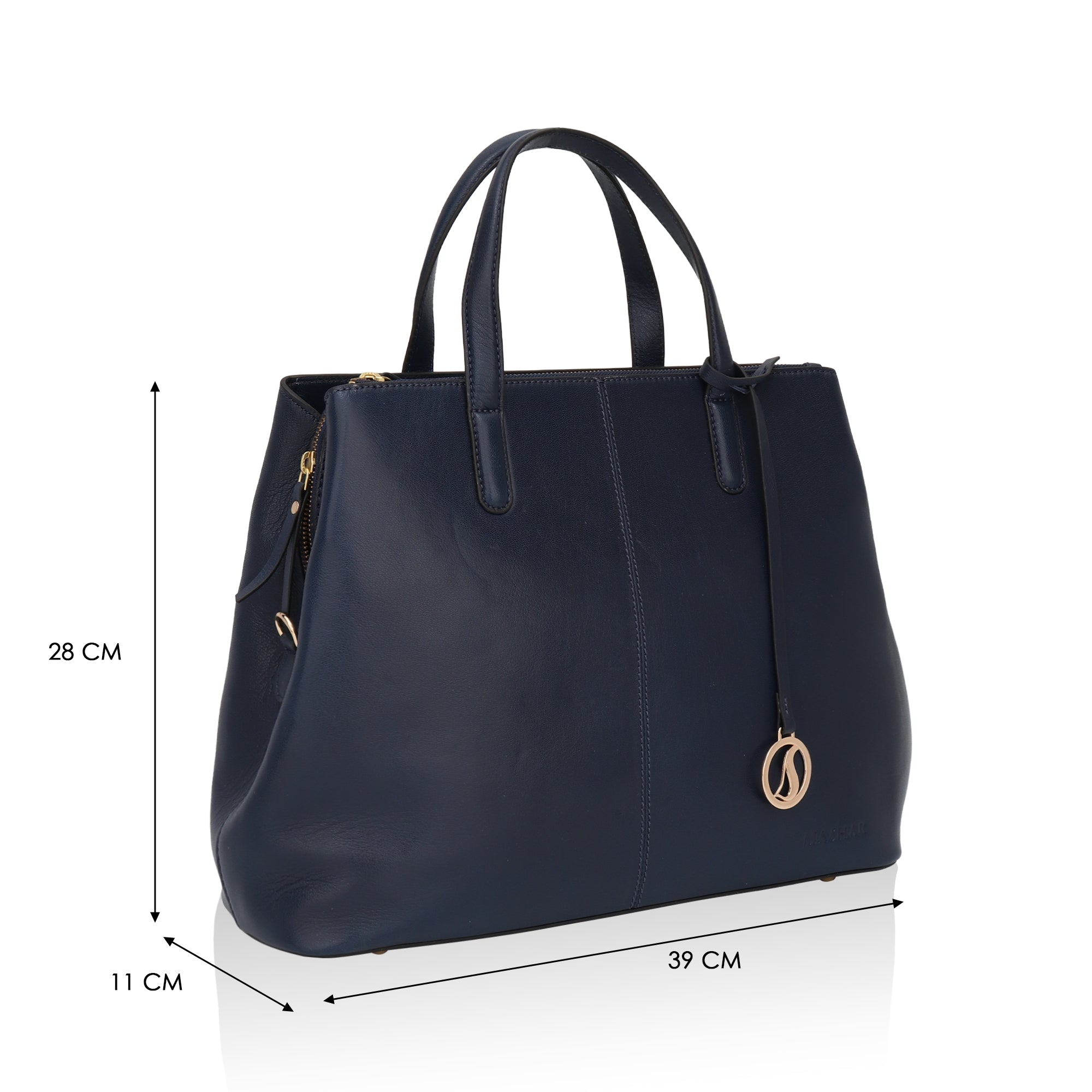 Divino: Napa Leather Laptop Handbag (Navy Blue)
