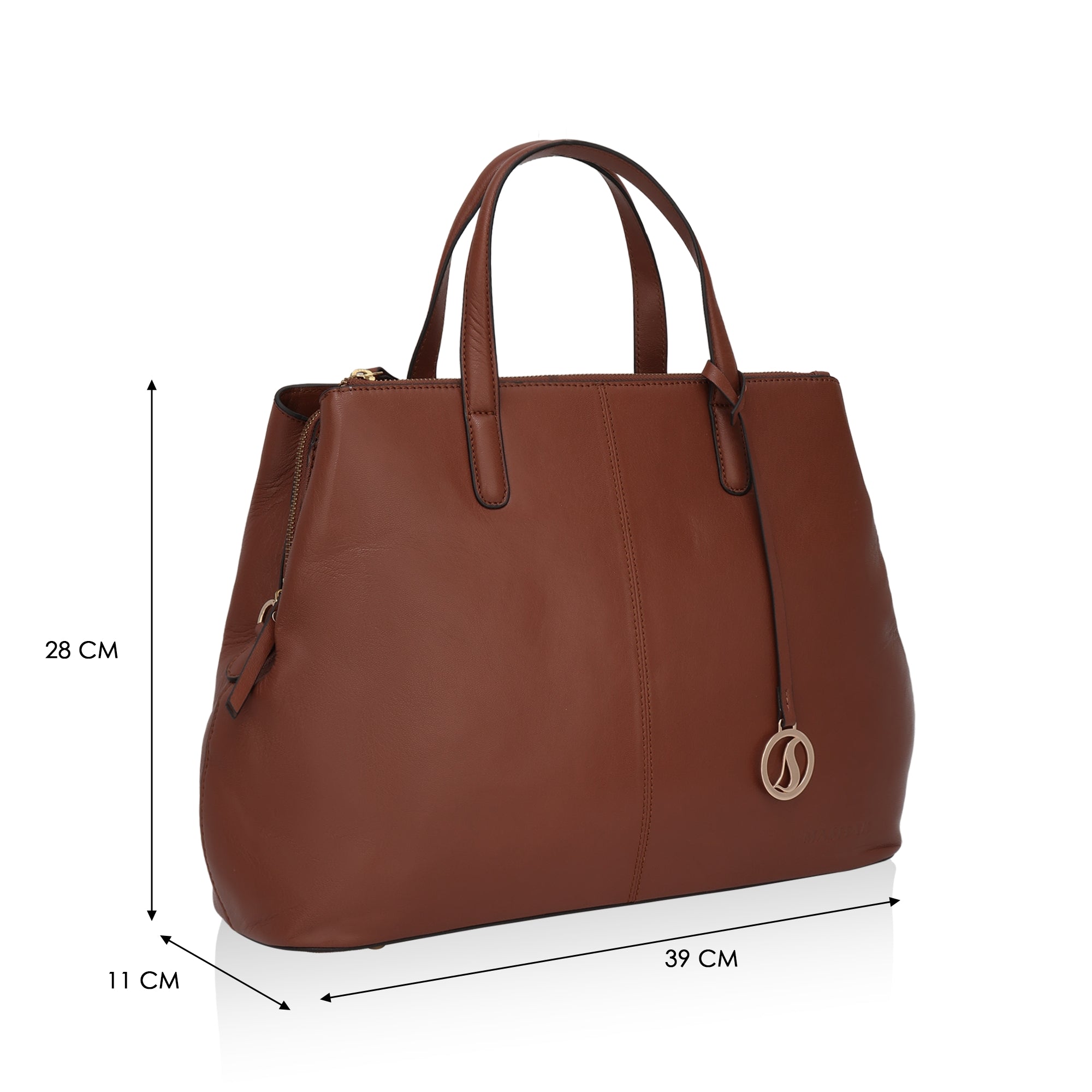 Divino: Napa Leather Laptop Handbag (Tan)