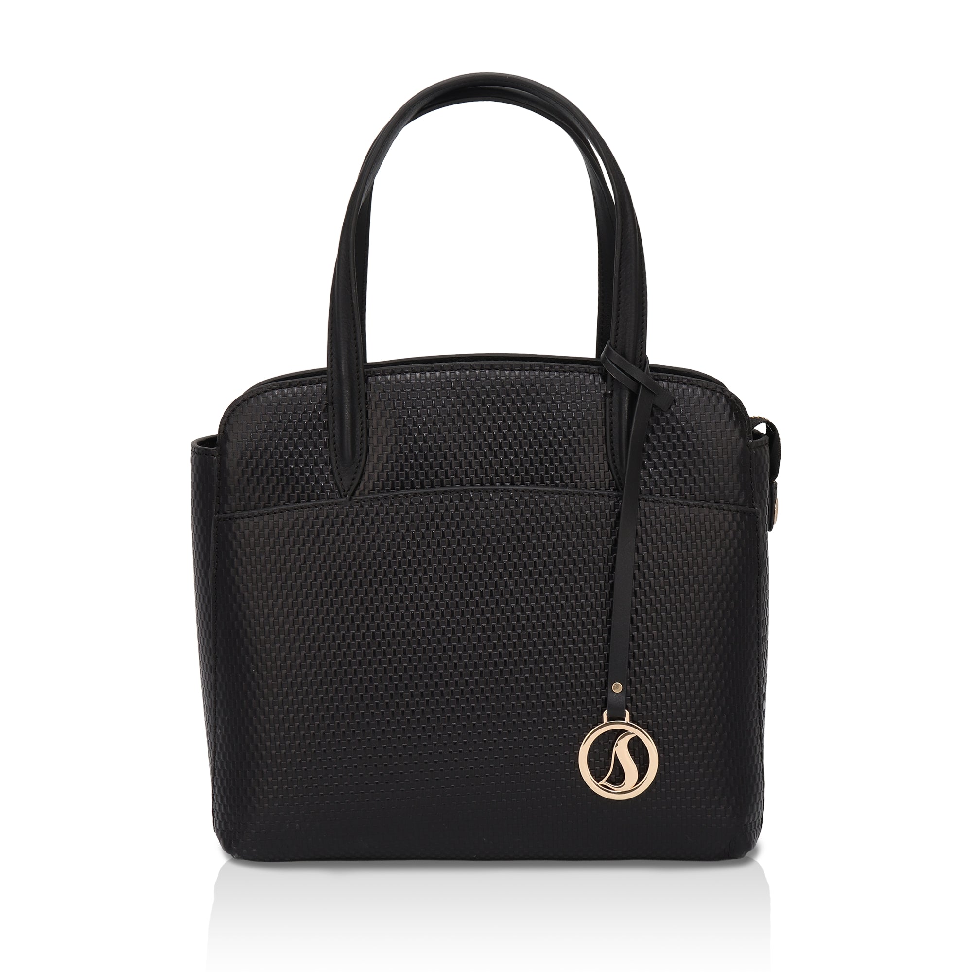 Opula: Scaled Leather Handbag (Black)