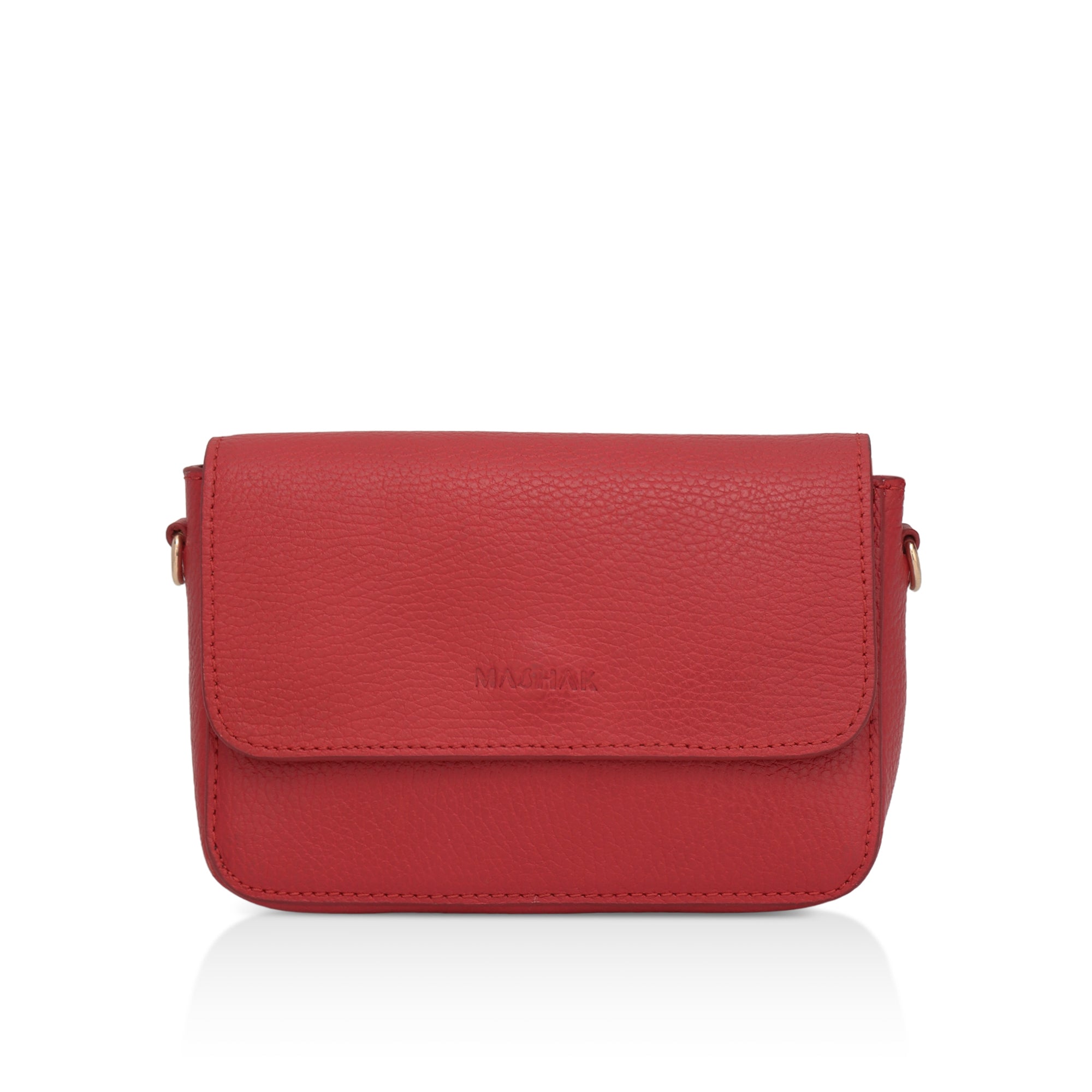 Eva : Pebbled Leather Crossbody Bag (Hot Pink)