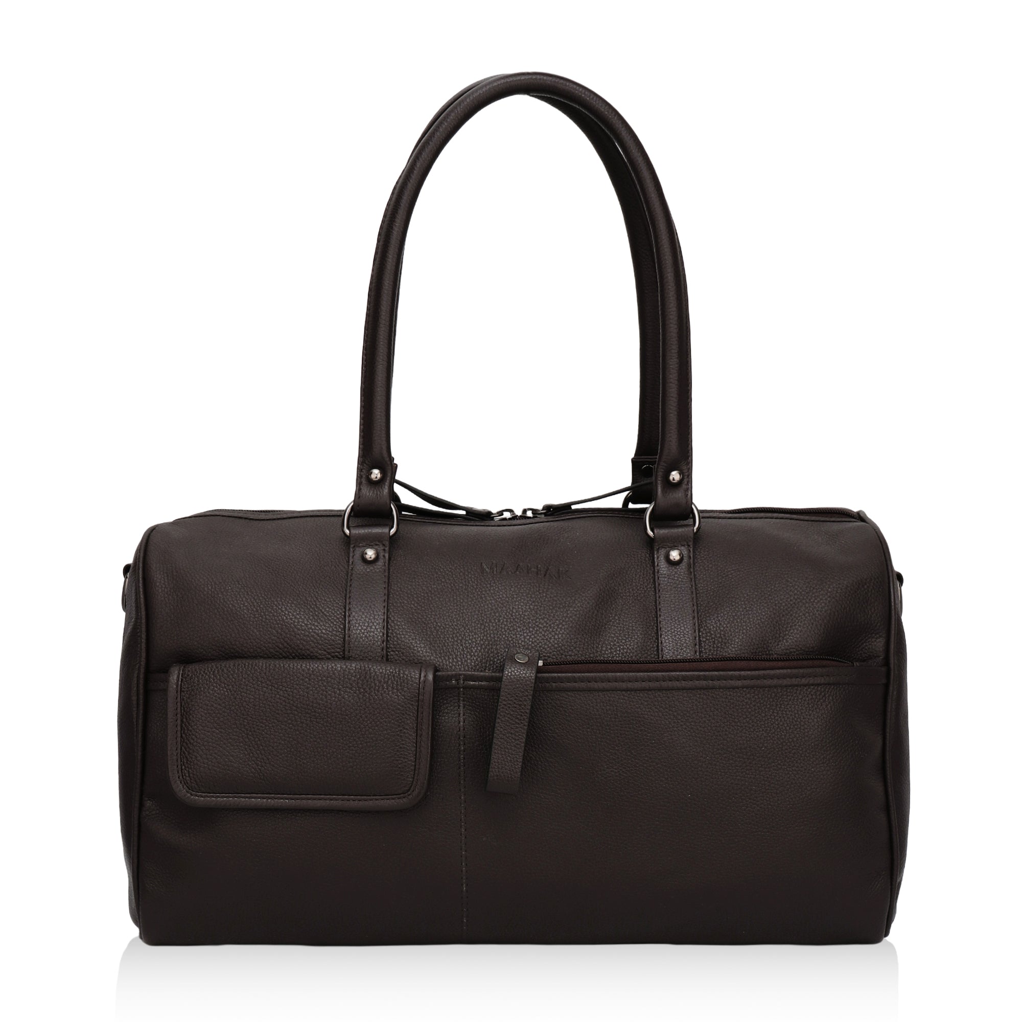 Elité: Pebbled Leather Travel Duffel Bag (Brown)
