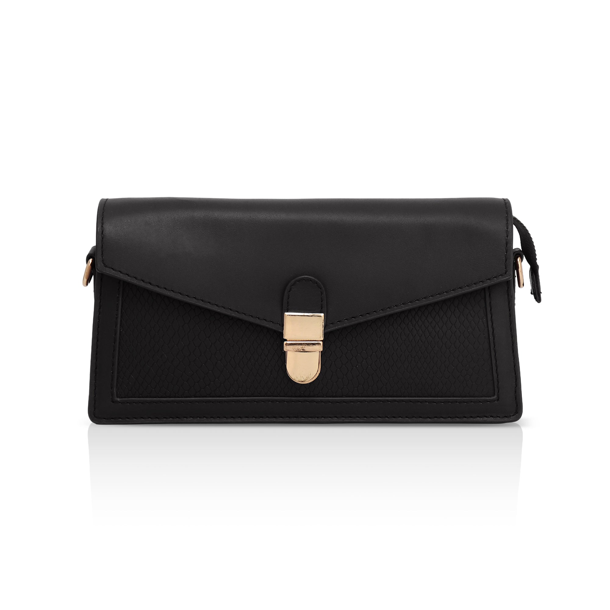 Vogue: Embossed Leather Shoulder Bag (Black)
