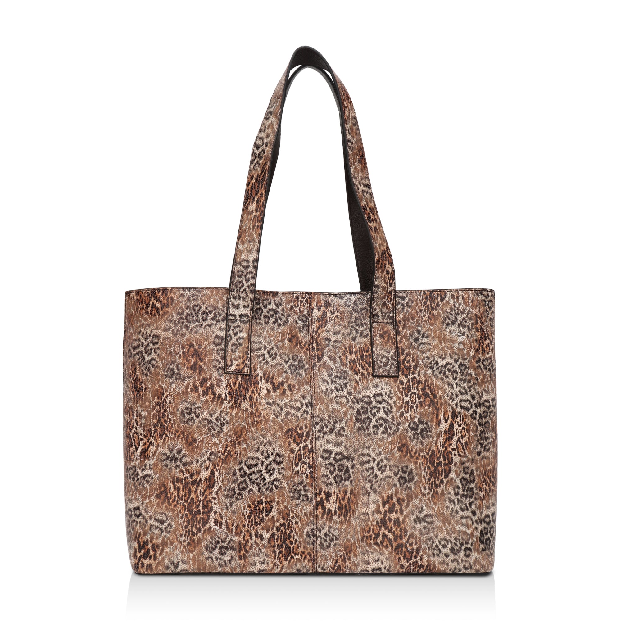 Wild Allure: Italian Leather Tote Bag (Brown)