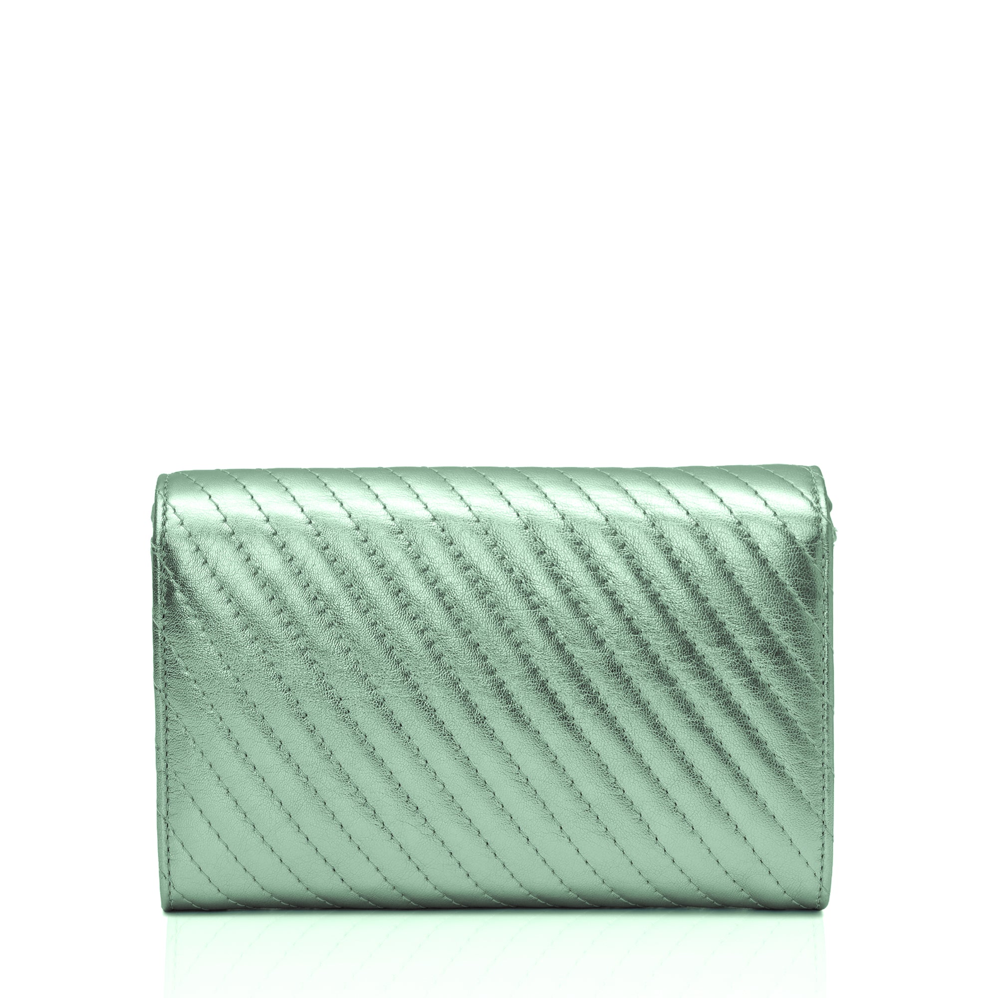 Elara: Metallic Leather Crossbody Bag (Mint Green)