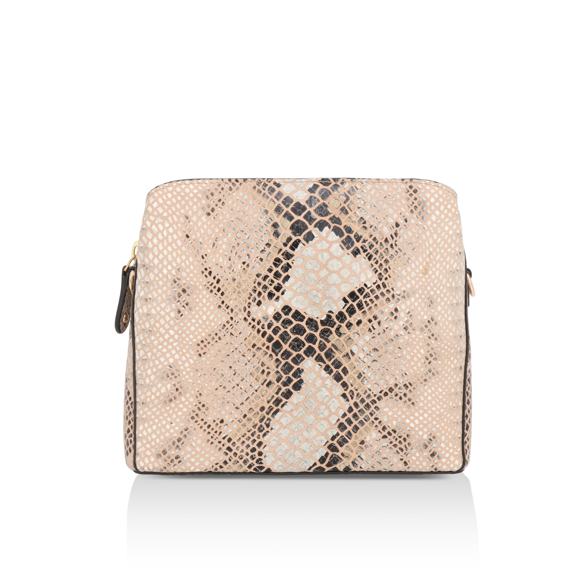 Savannah: Italian Leather Crossbody Bag (Beige)