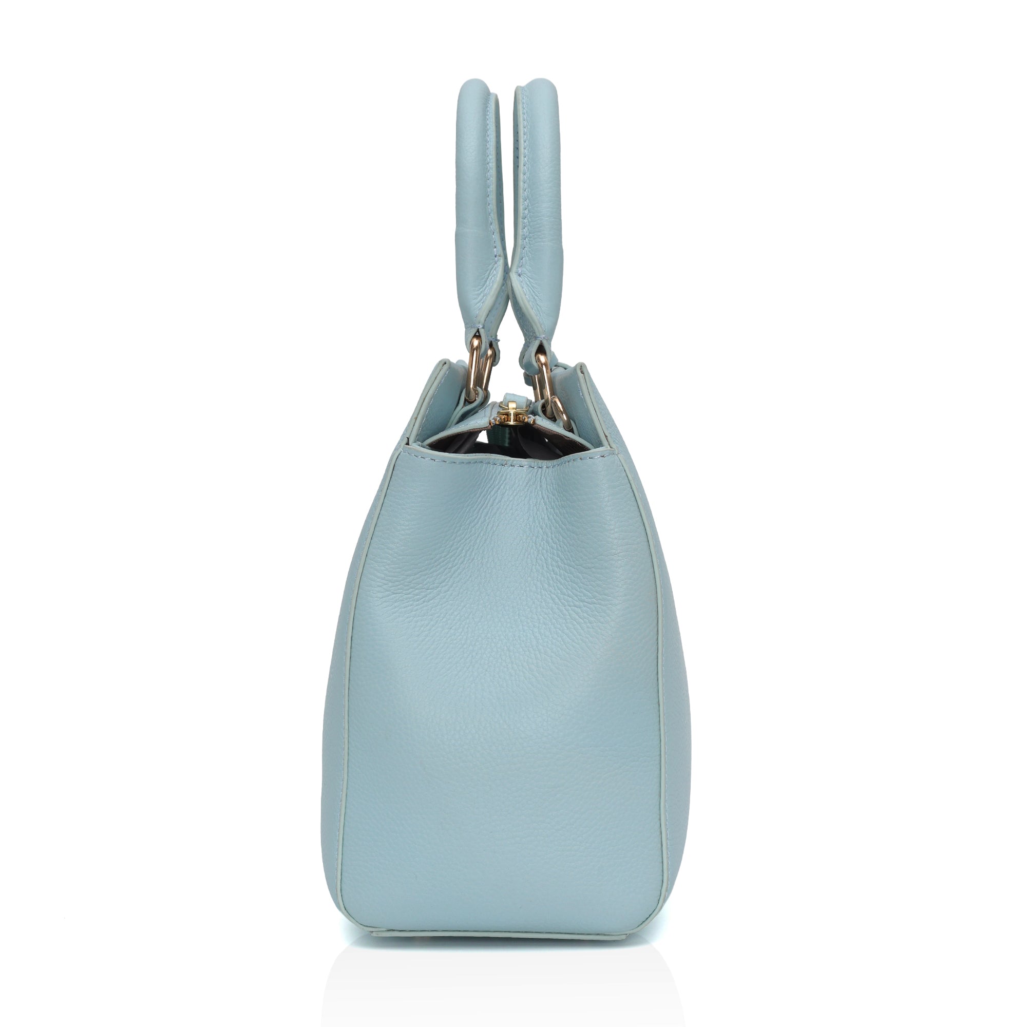 Imperio: Full Grain Pebbled Leather Handbag (Sky Blue)