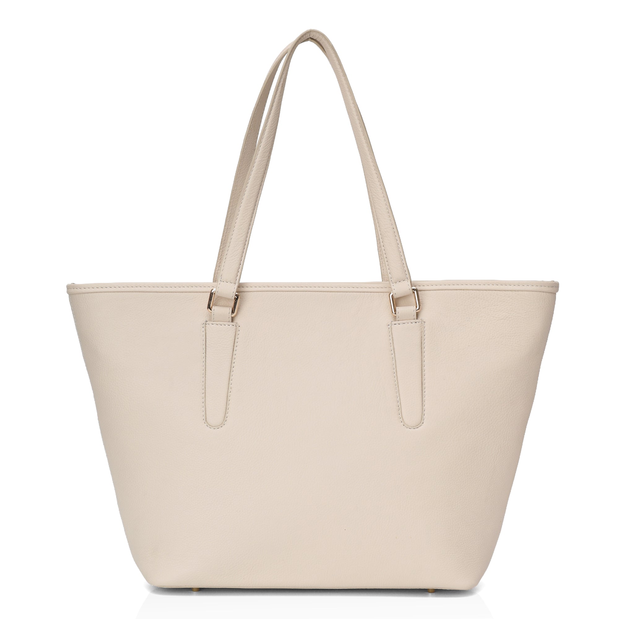 Pinnacle: Pebbled Leather Laptop Tote Bag (Cream)