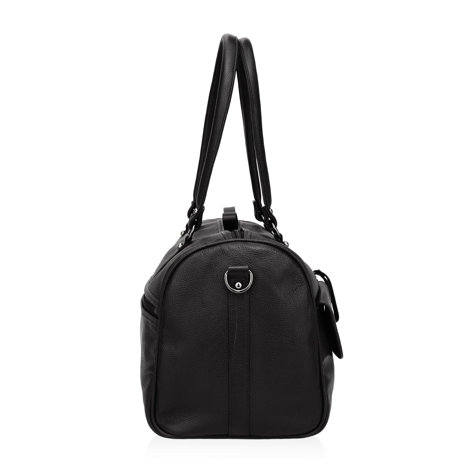 Elité: Pebbled Leather Travel Duffel Bag (Black)