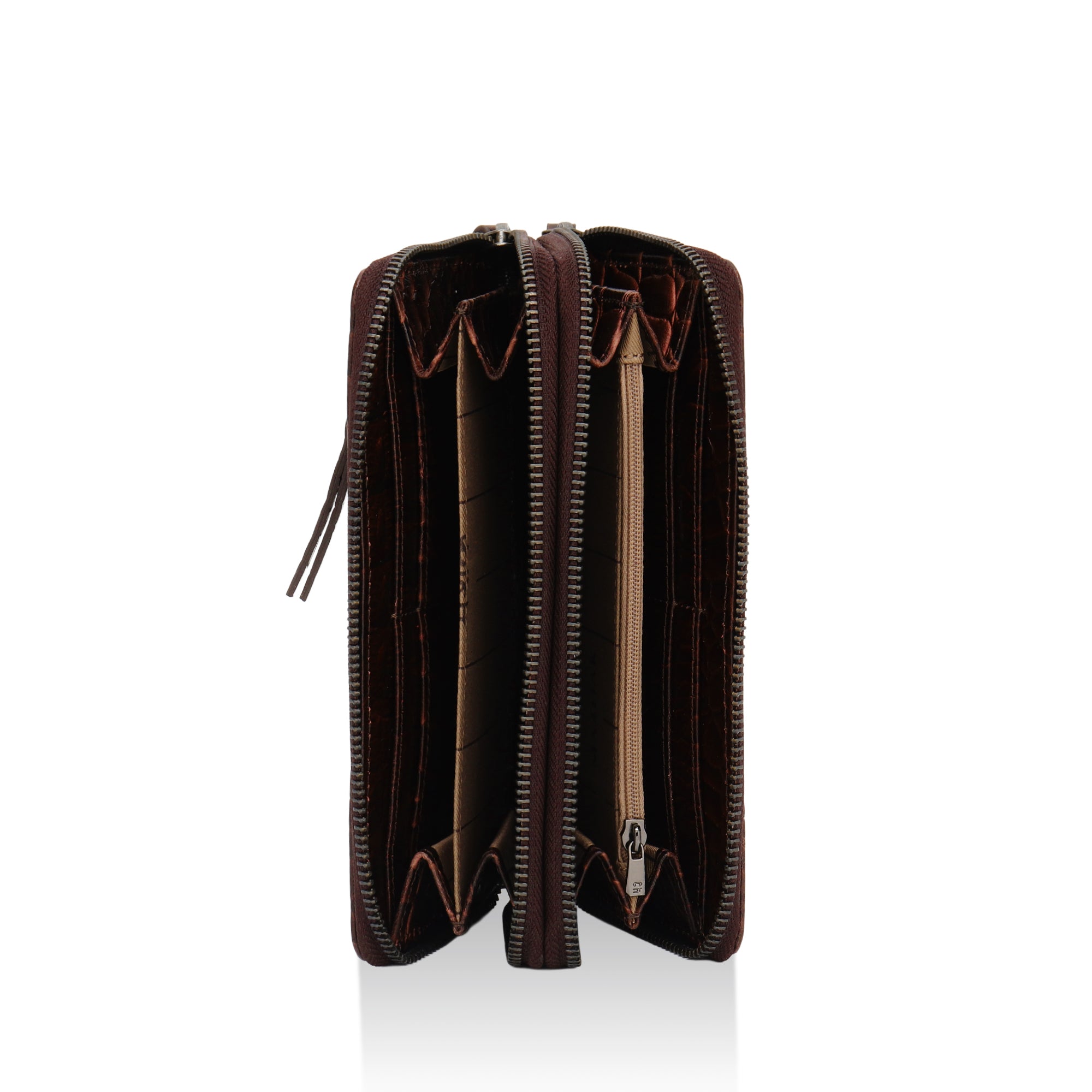 Panache: Double Zip Womens’ Wallets (Brown)