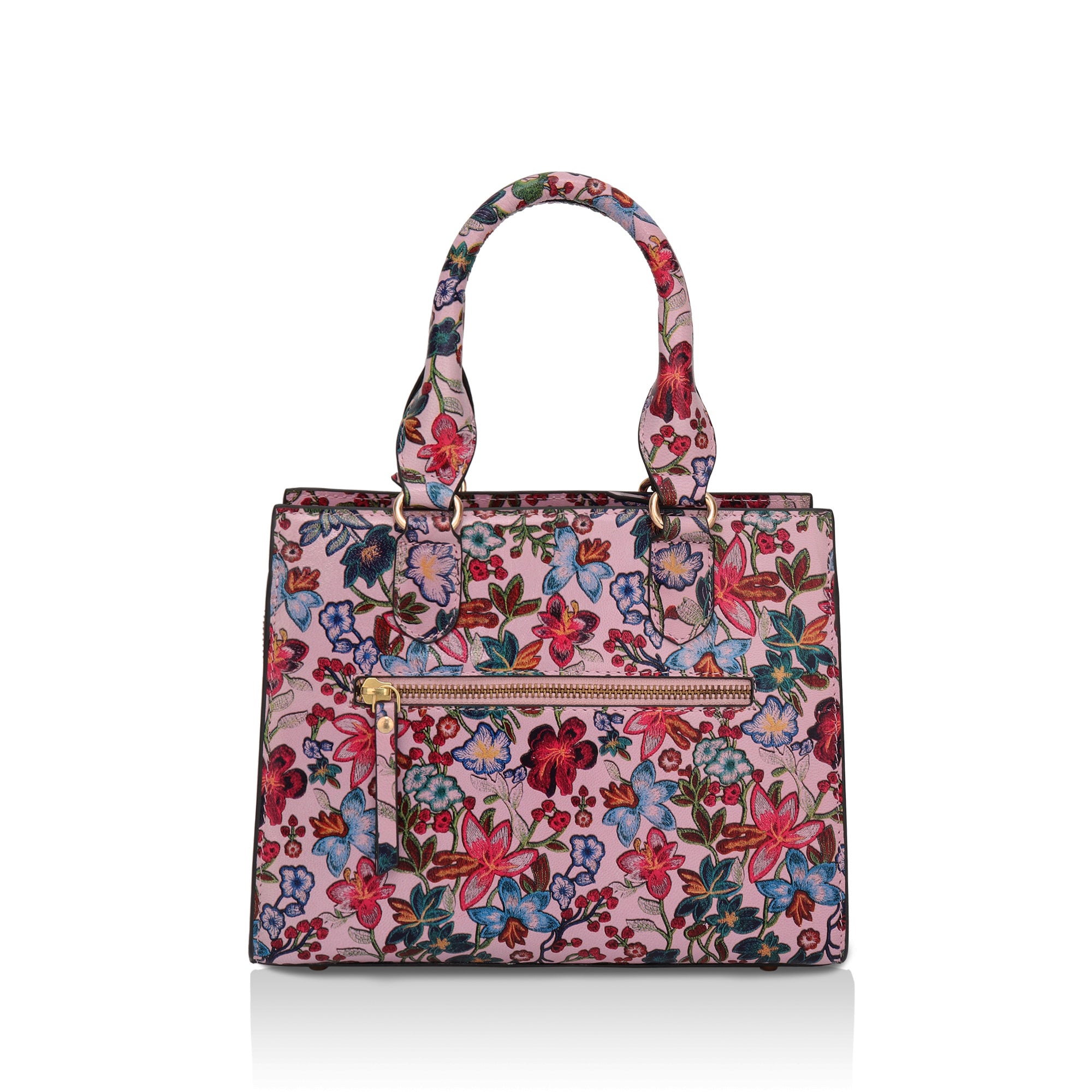 Vintage Garden : Italian Floral Leather Handbag (Pink)