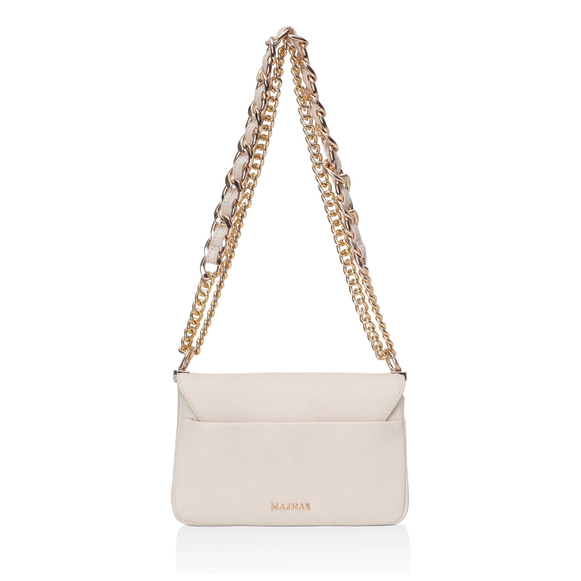 Velora : Pebbled Leather Shoulder Crossbody Bag (Cream)