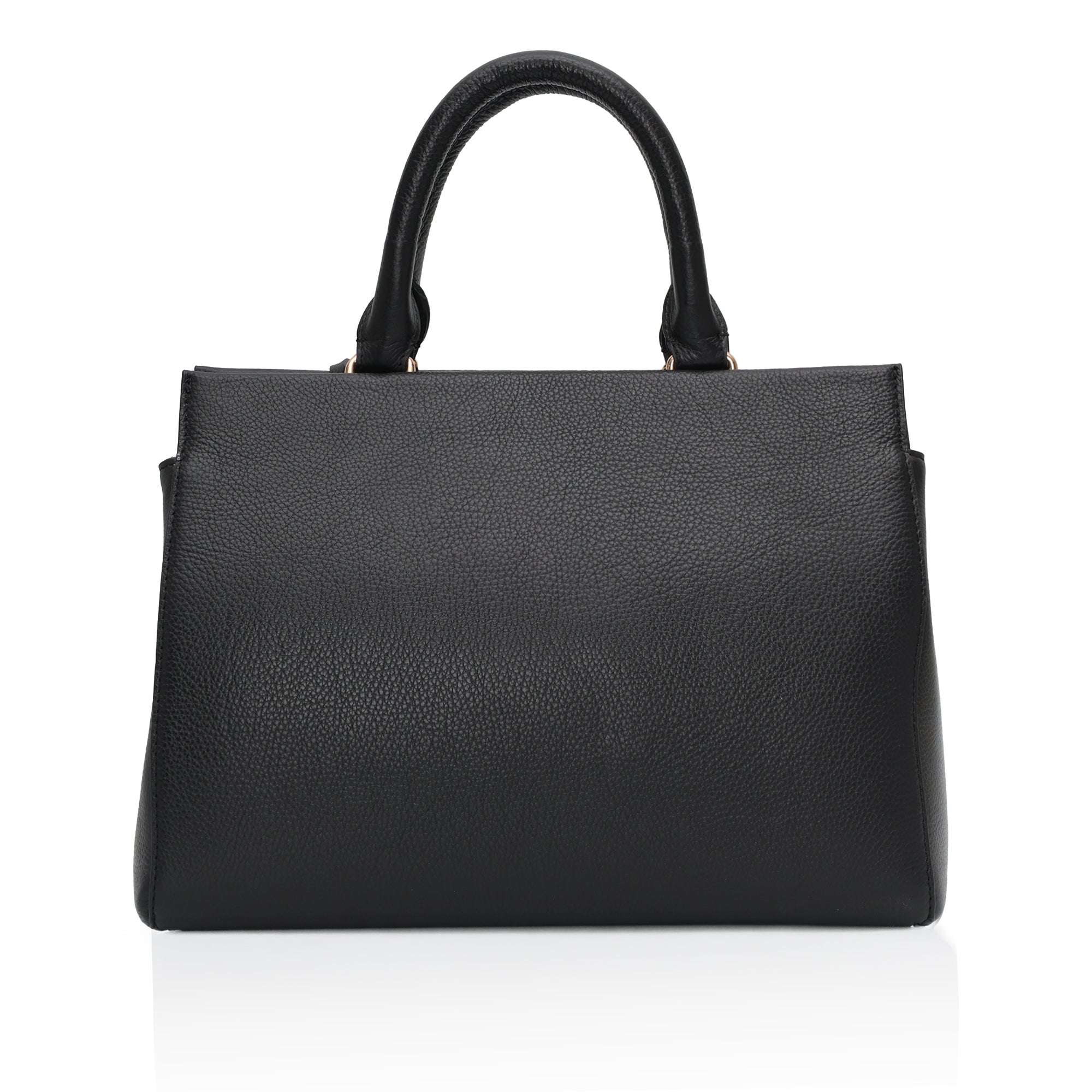 Imperio: Full Grain Pebbled Leather Handbag (Black)