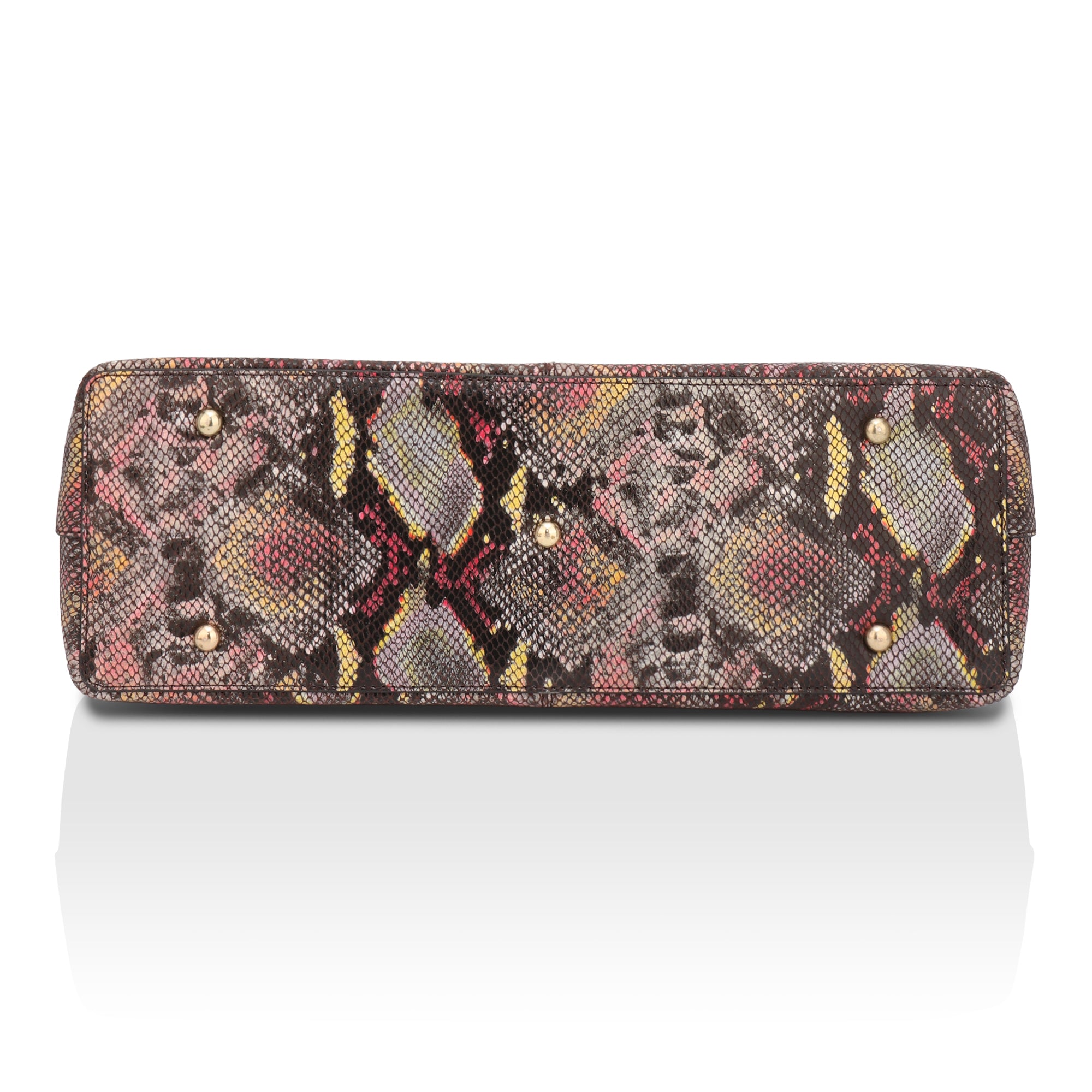 Wild Allure: Italian Leather Tote Bag (Multicolour)