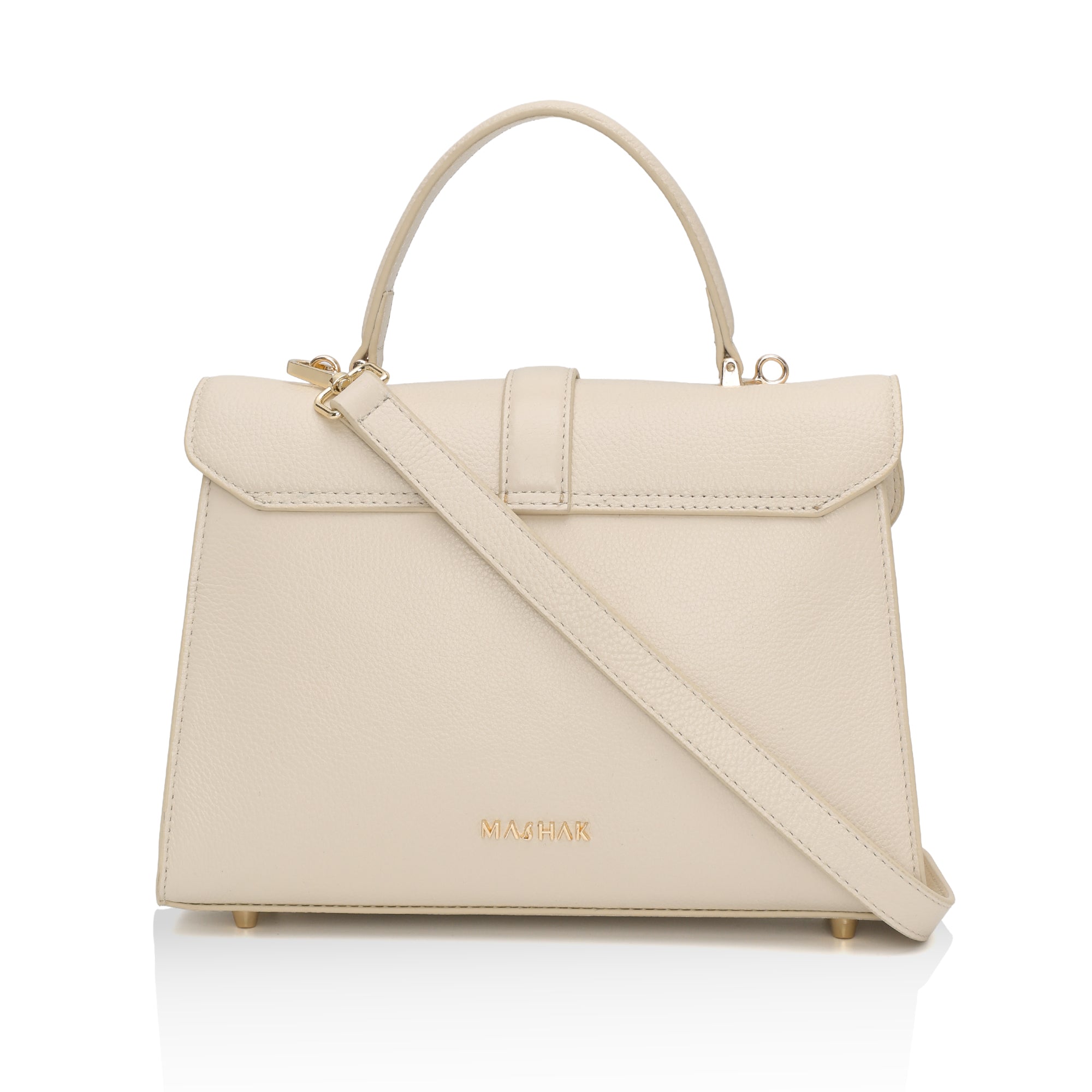 Solis: Full Grain Leather Handbag (Cream)