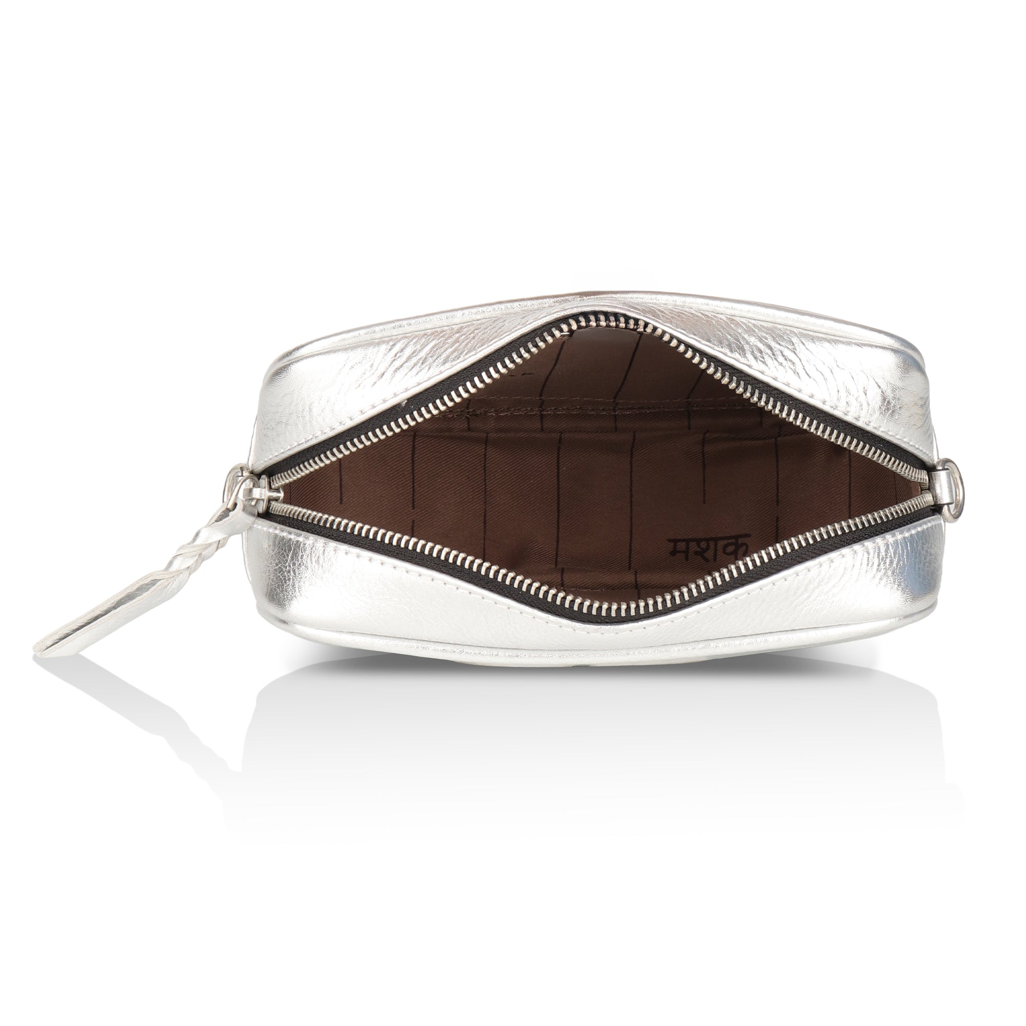 Lumina: Metallic Leather Crossbody Bag (Silver)
