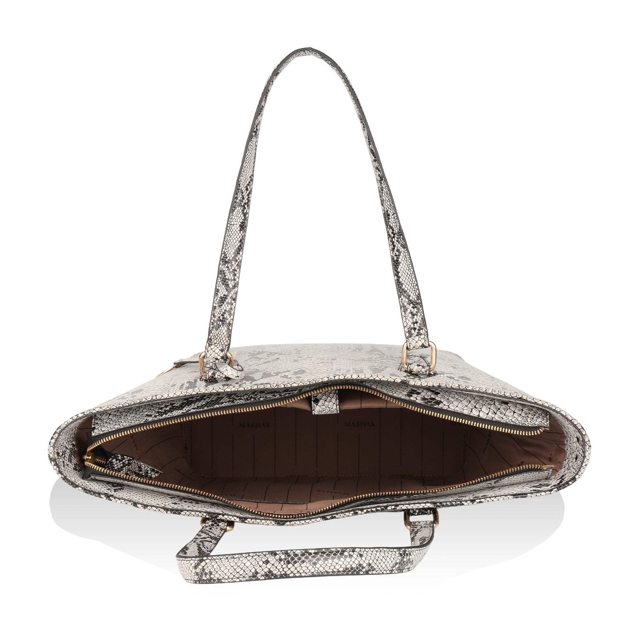Pinnacle: Italian Leather Laptop Tote Bag (Black and White)