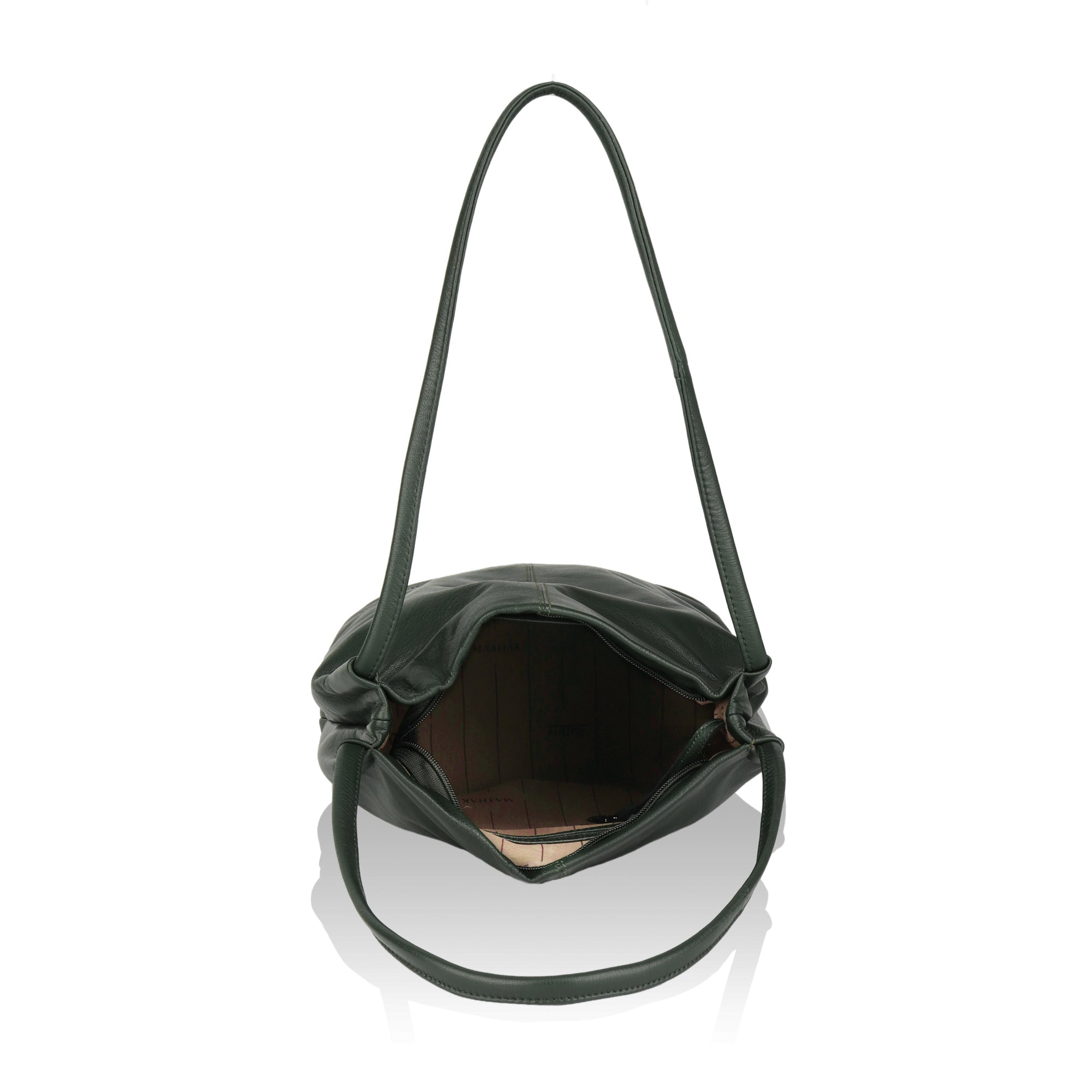 Boho: Soft Napa Leather Tote Bag (Dark Green)