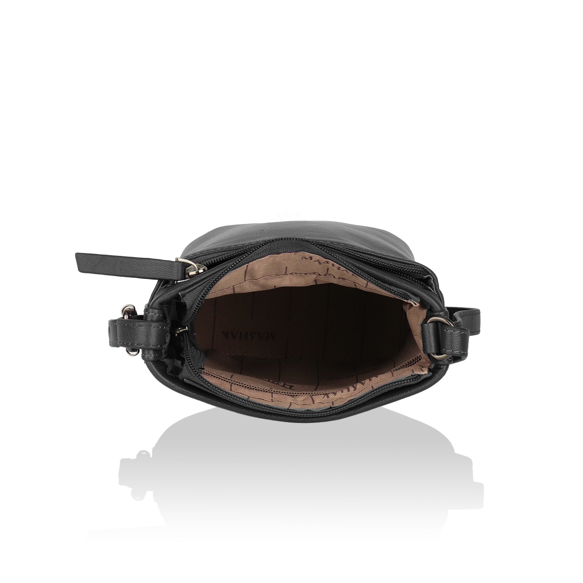 Sienna: Napa Leather Crossbody Bag (Black)