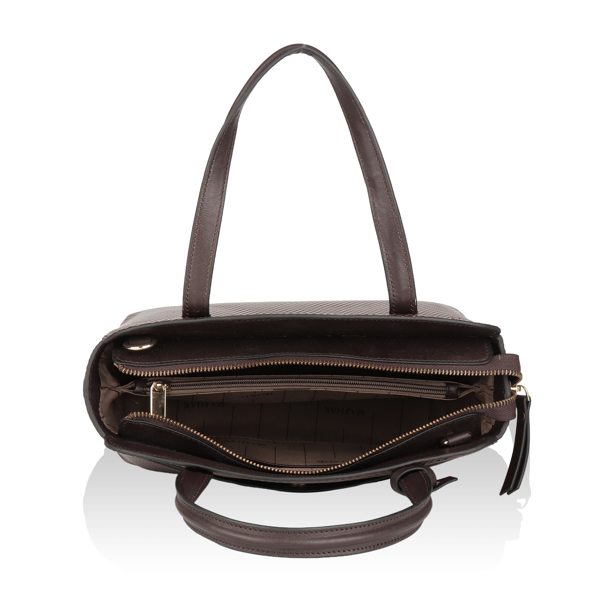 Opula: Scaled Leather Handbag (Brown)