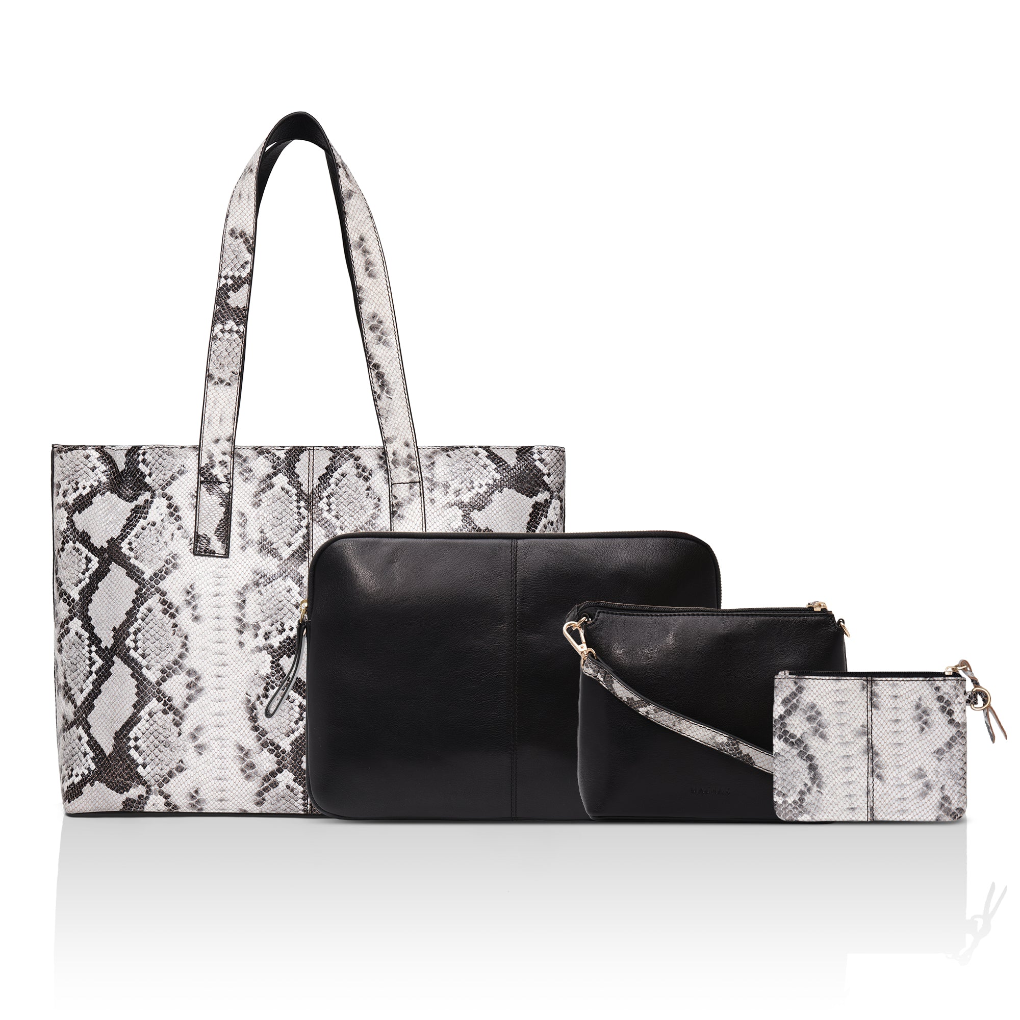 Wild Allure: Italian Leather Tote Bag (Black and White)