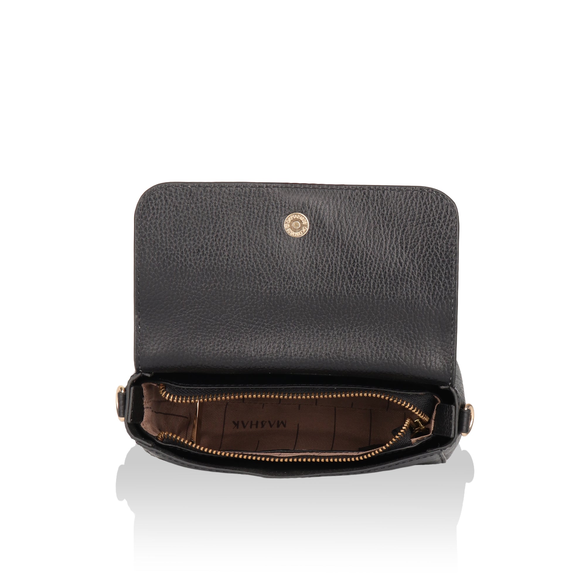 Eva : Pebbled Leather Crossbody Bag (Black)