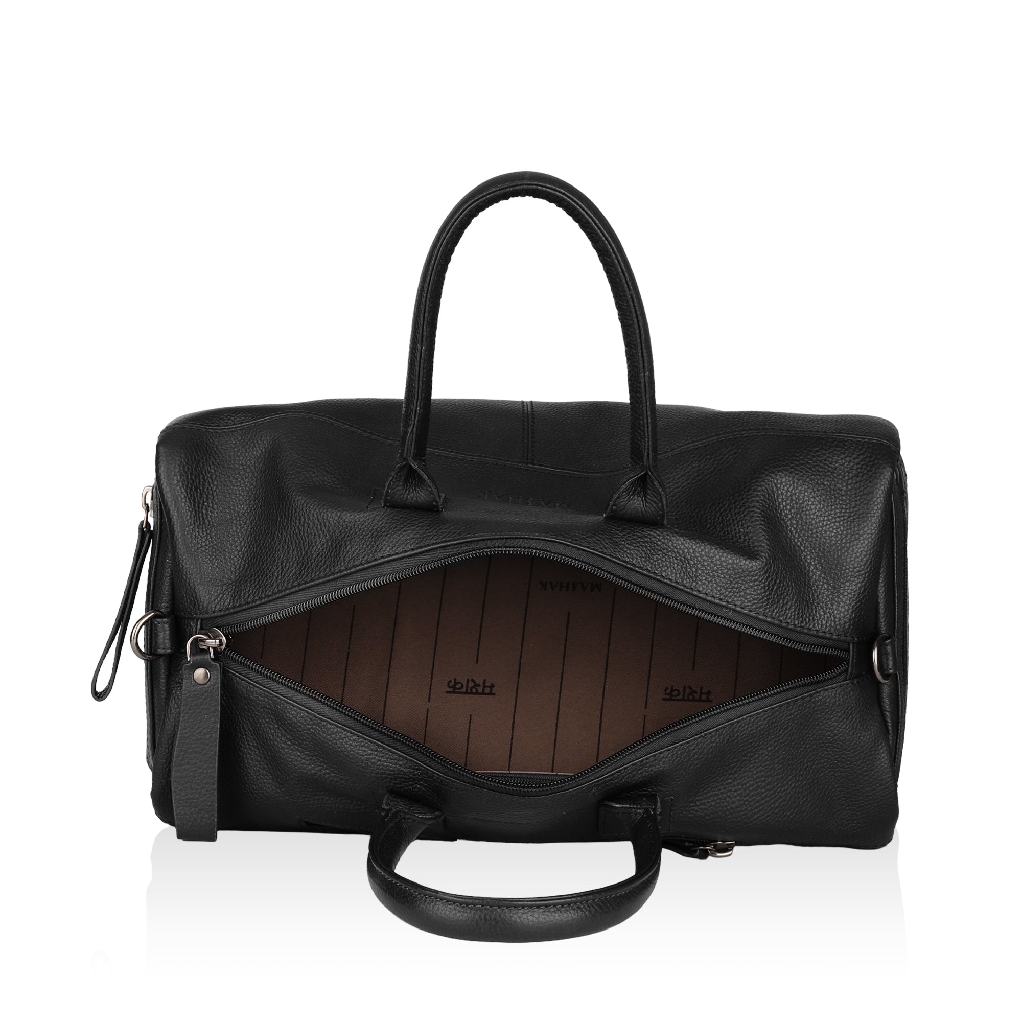 Zenith: Pebbled Leather Gym Duffel Bag (Black)