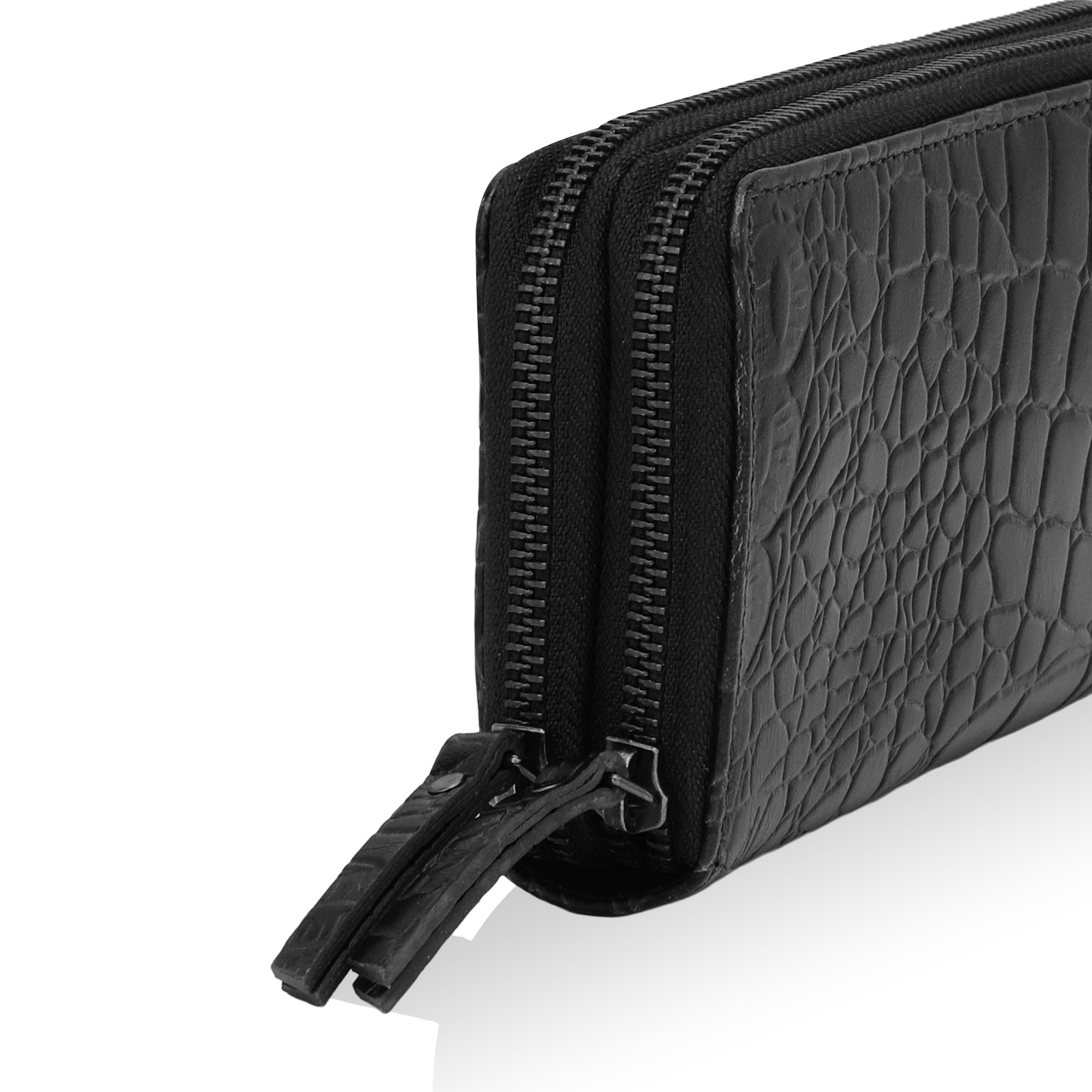 Panache: Double Zip Womens’ Wallets (Black)