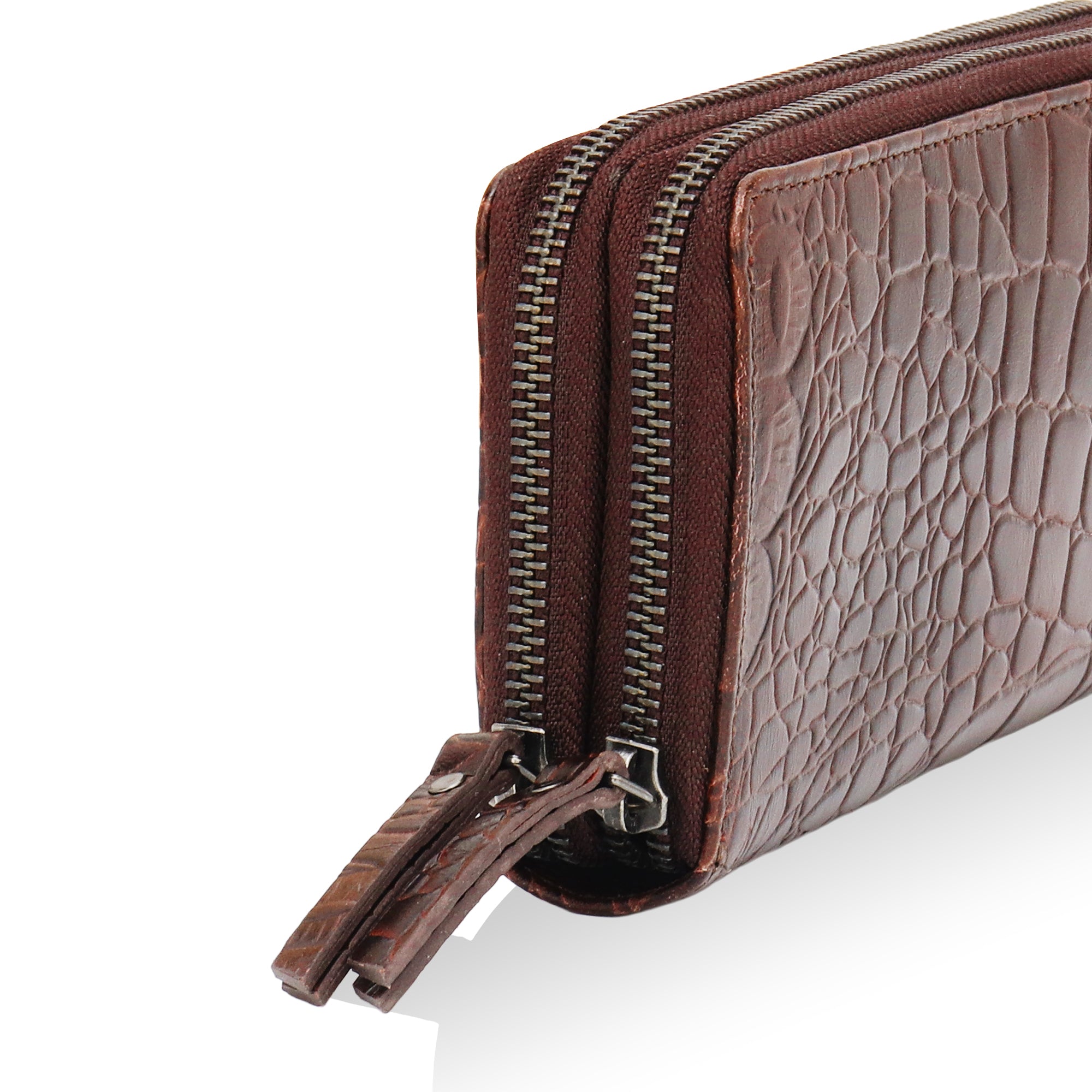 Panache: Double Zip Womens’ Wallets (Brown)
