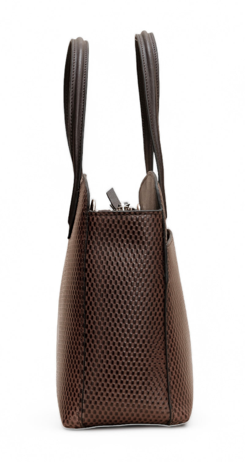 Opula: Scaled Leather Handbag (Brown)