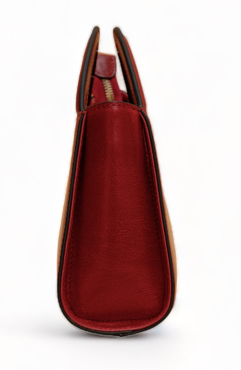 Svelte: Glass Finish Leather Clutch and Crossbody Bag (Cherry Red)